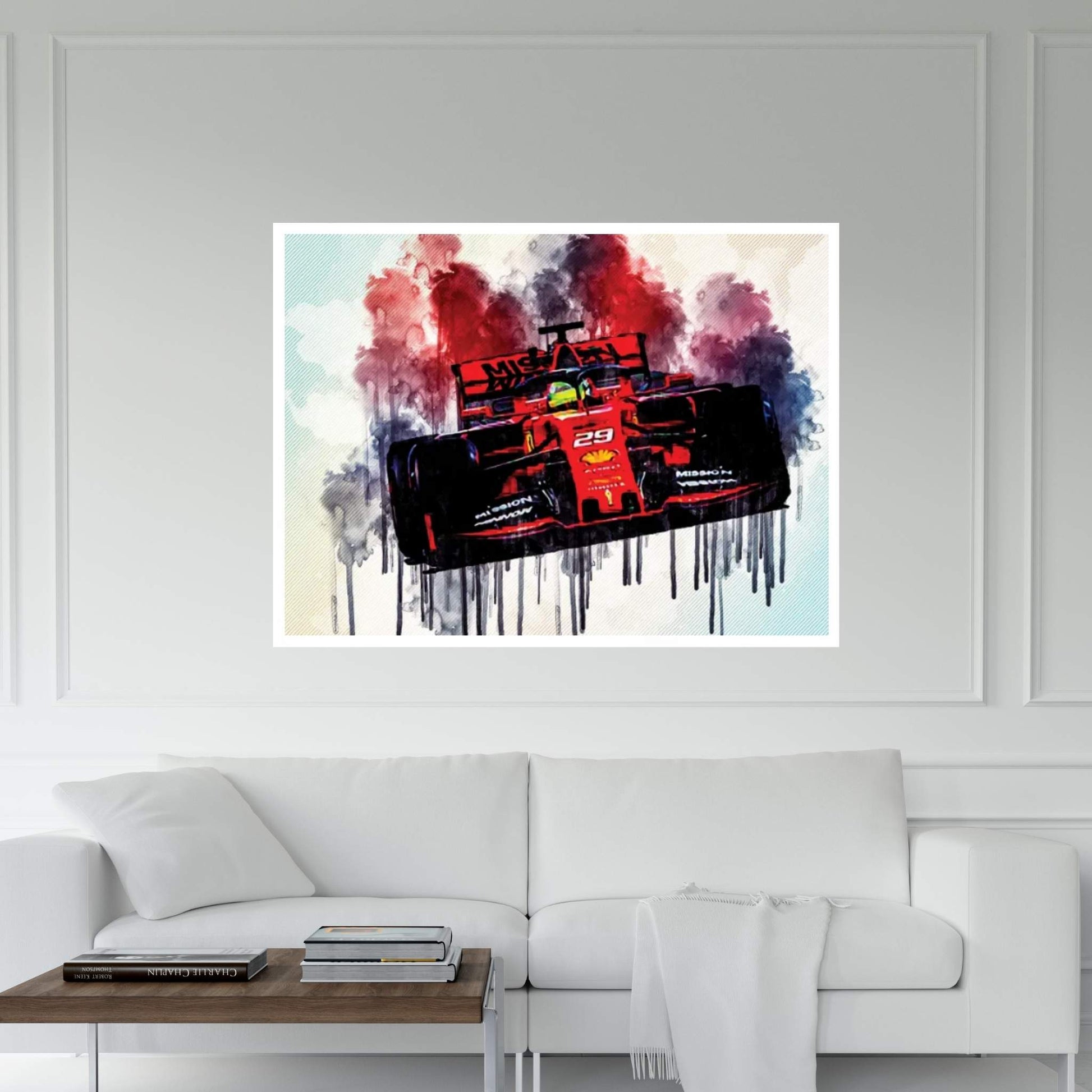 Mick Schumacher On Track Ferrari Sf90 Scuderia Ferrari 2019 F1 Cars Mick Schumacher Formula 1 Canvas Wall Art - Y Canvas