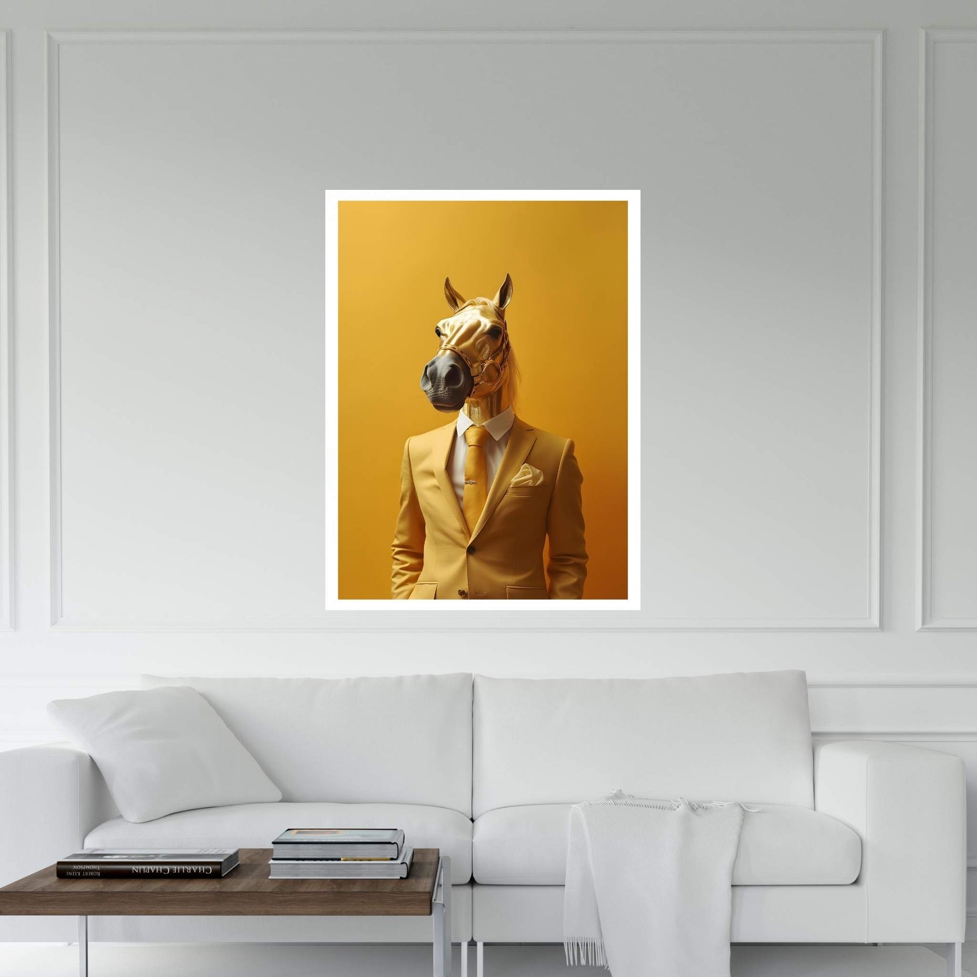 Businessman Golden Horse Modern Abstract Office Canvas Wall Art - Y Canvas