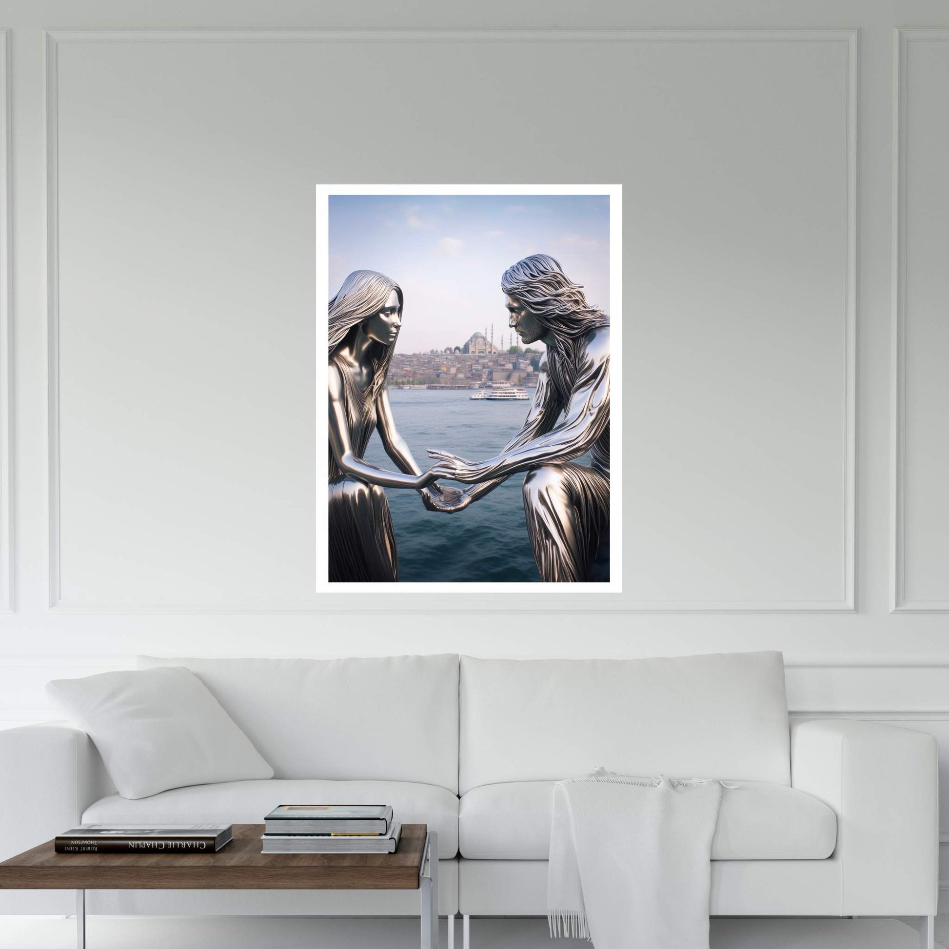 İstanbul Metalic Love Couple Canvas Wall Art - Y Canvas