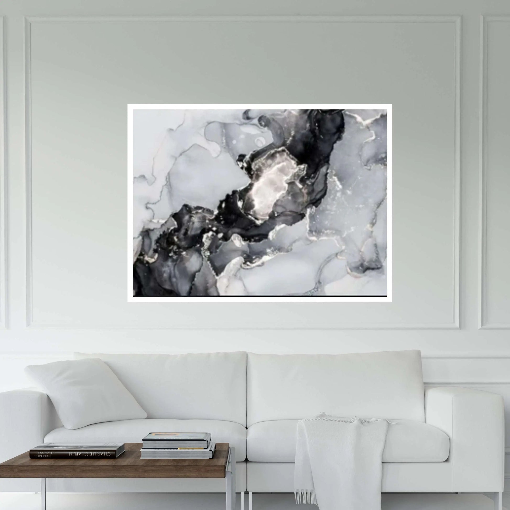 Large Silver Marble Canvas Wall Art, Marble Wall Decor, Split Canvas Art - Y Canvas