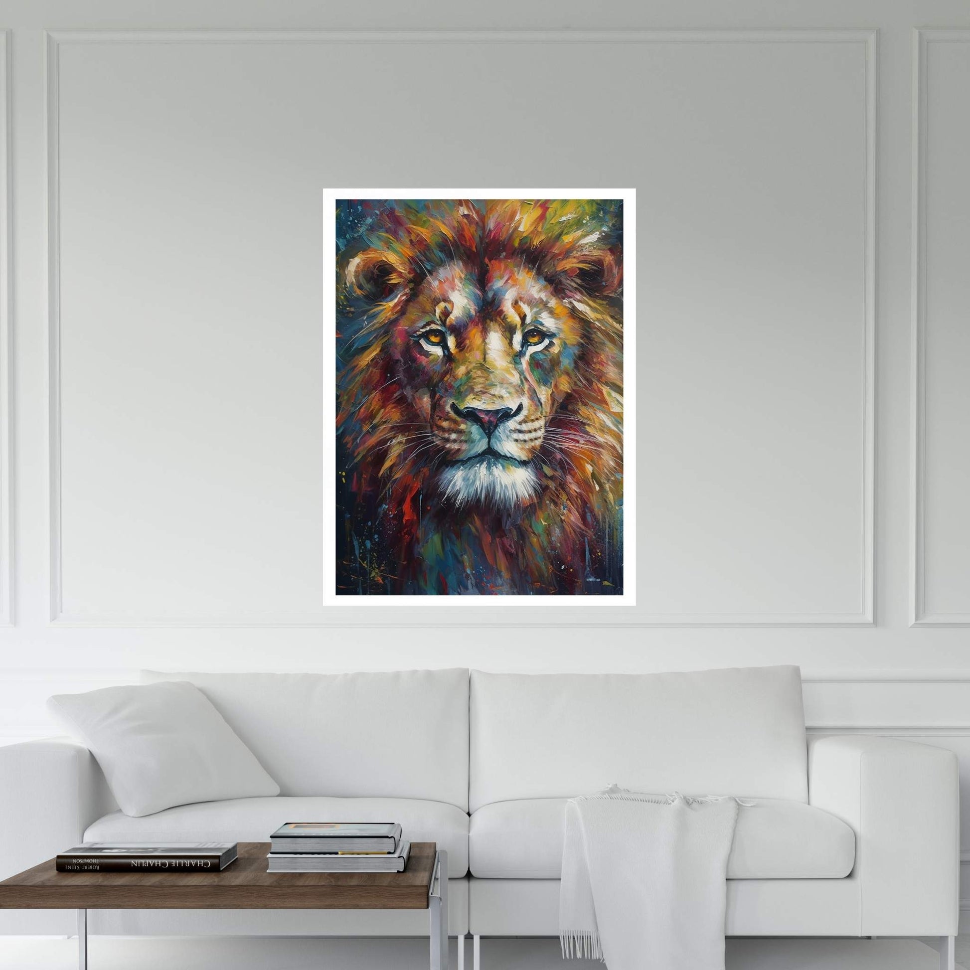 Lion Portrait , Animal Lion Canvas Wall Art Print - Y Canvas
