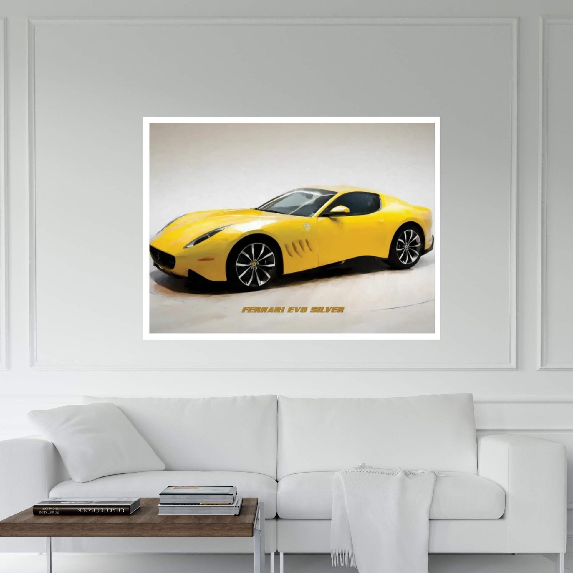 Ferrari Evo Silver In Watercolor Canvas Wall Art - Y Canvas