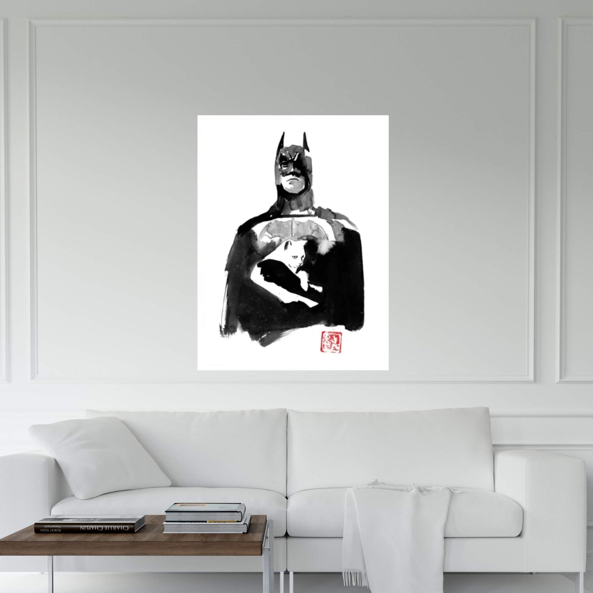 Batman With His Cat Canvas Wall Art - Y Canvas