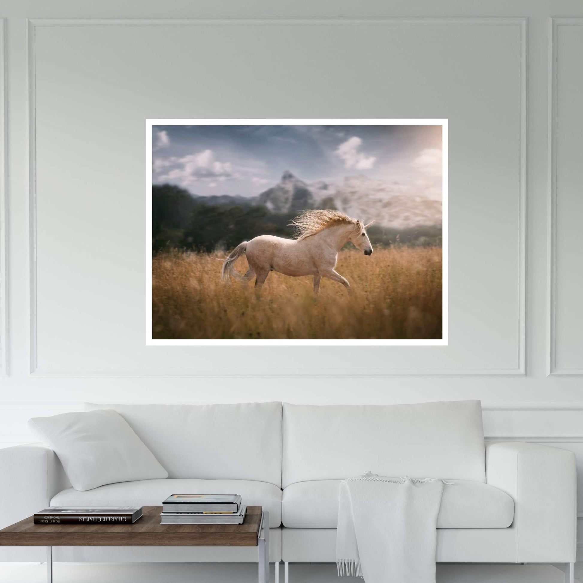 Beautiful White Horse Canvas Wall Art , Animal Wall Art - Y Canvas