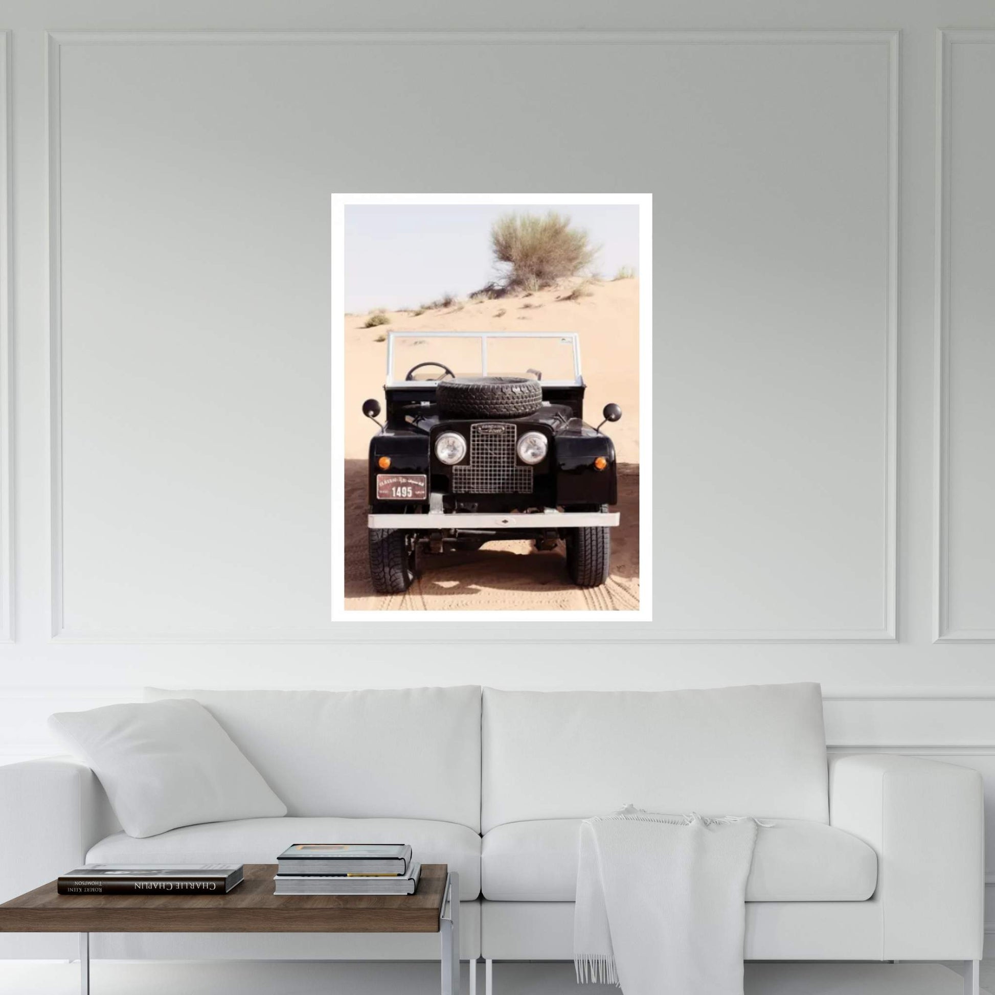 Dubai UAE - Classic Black Land Rover Canvas Wall Art - Y Canvas