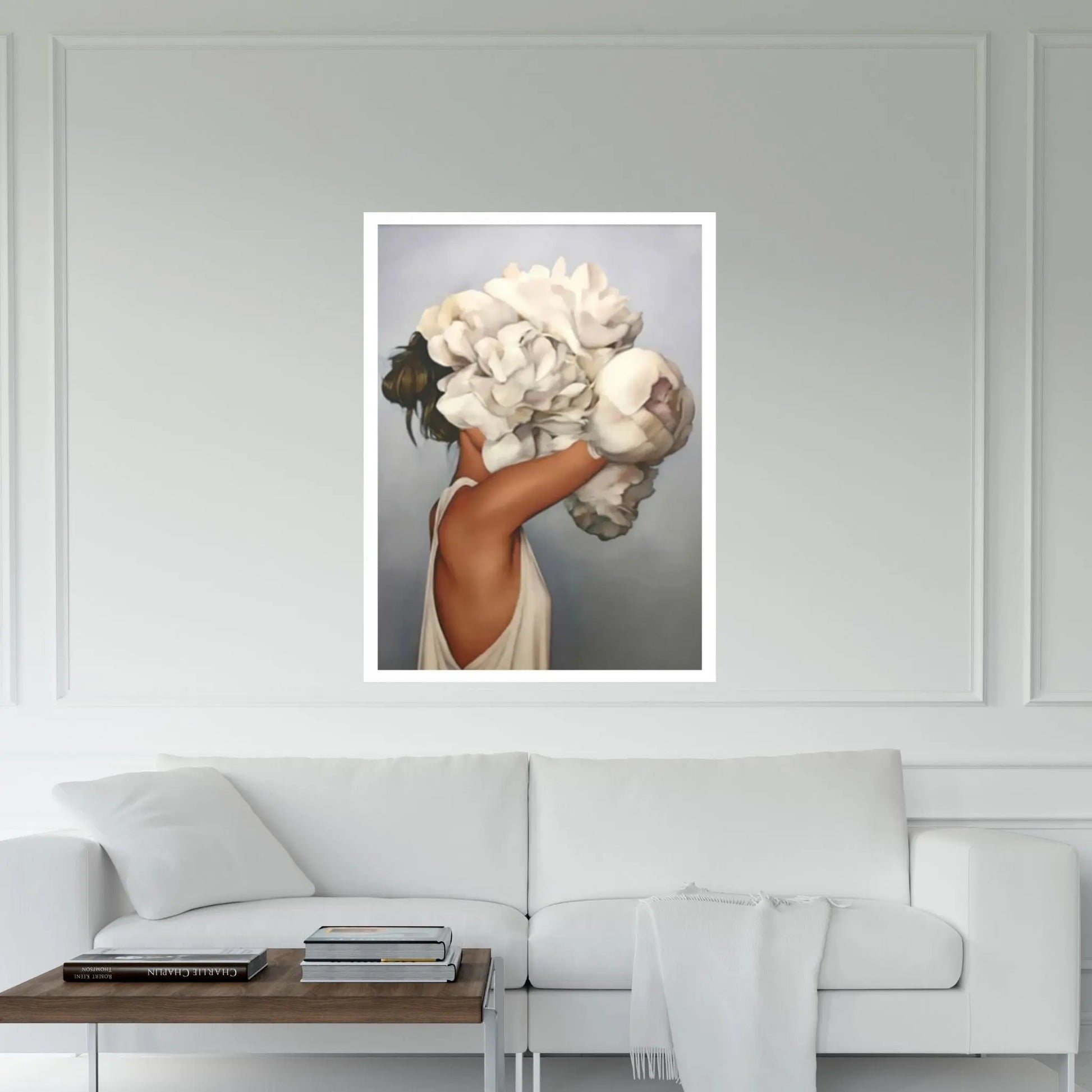 Flowers Feathers Woman With Flower Abstract Canvas Painting Wall Art Decorative Painting Living Room Home Decoration - Y Canvas