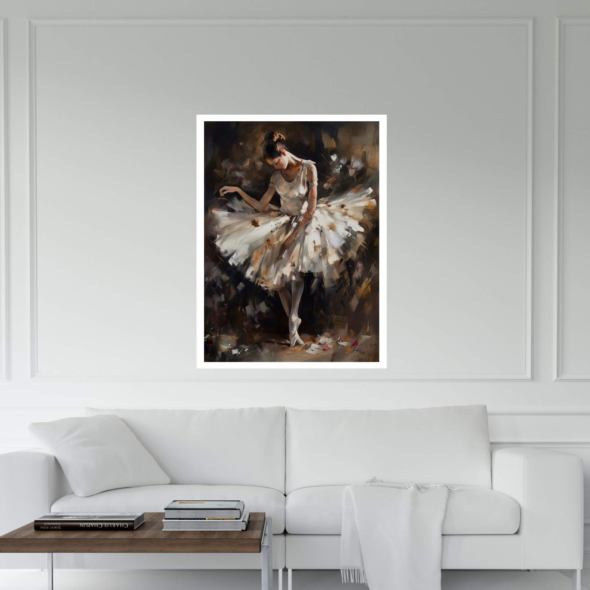 Ballerina Woman in White Dress Canvas Art Wall Decor - Y Canvas