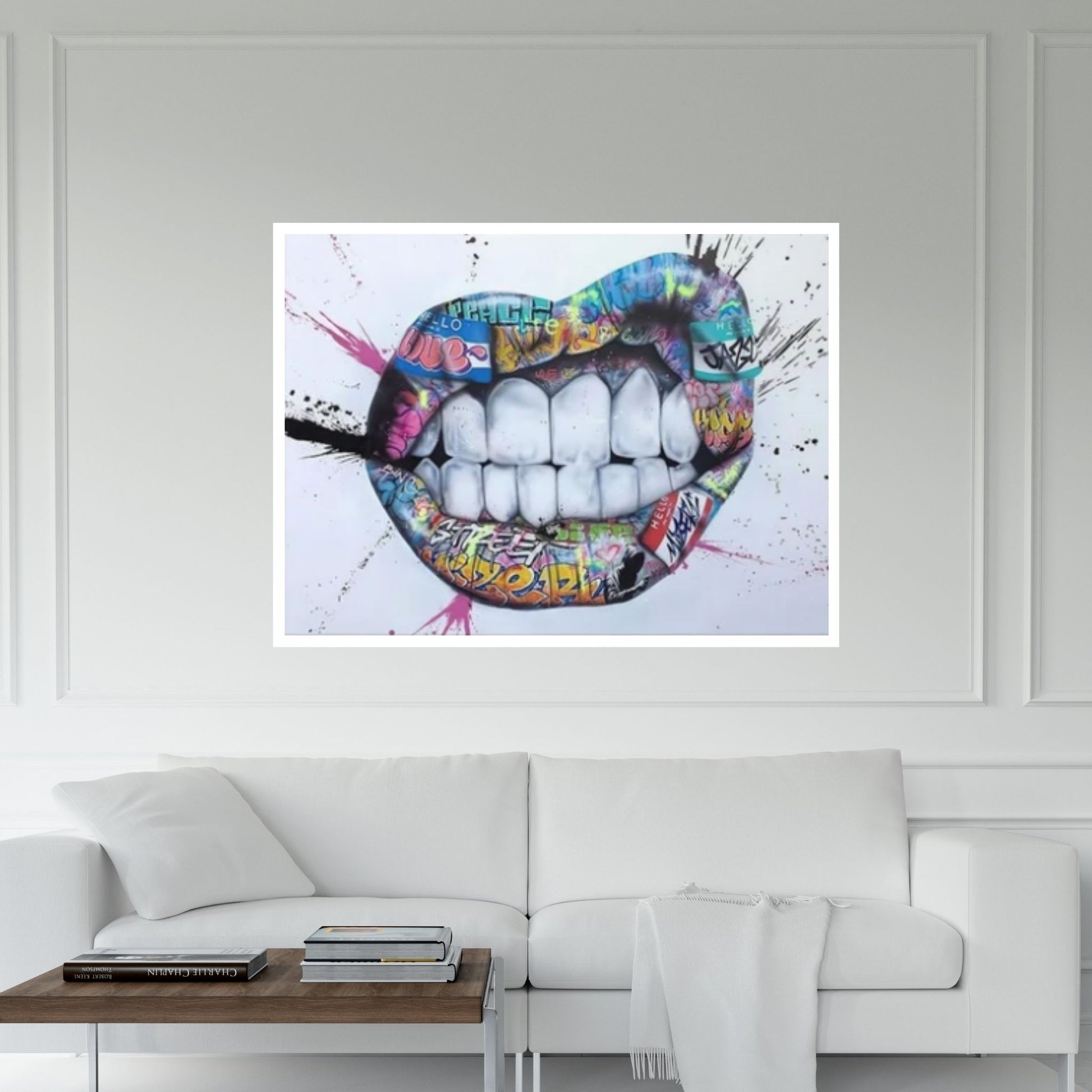 Banksy Poster, Sexy Lip Art Canvas Decor, Print Poster Graffiti Wall Art - Y Canvas
