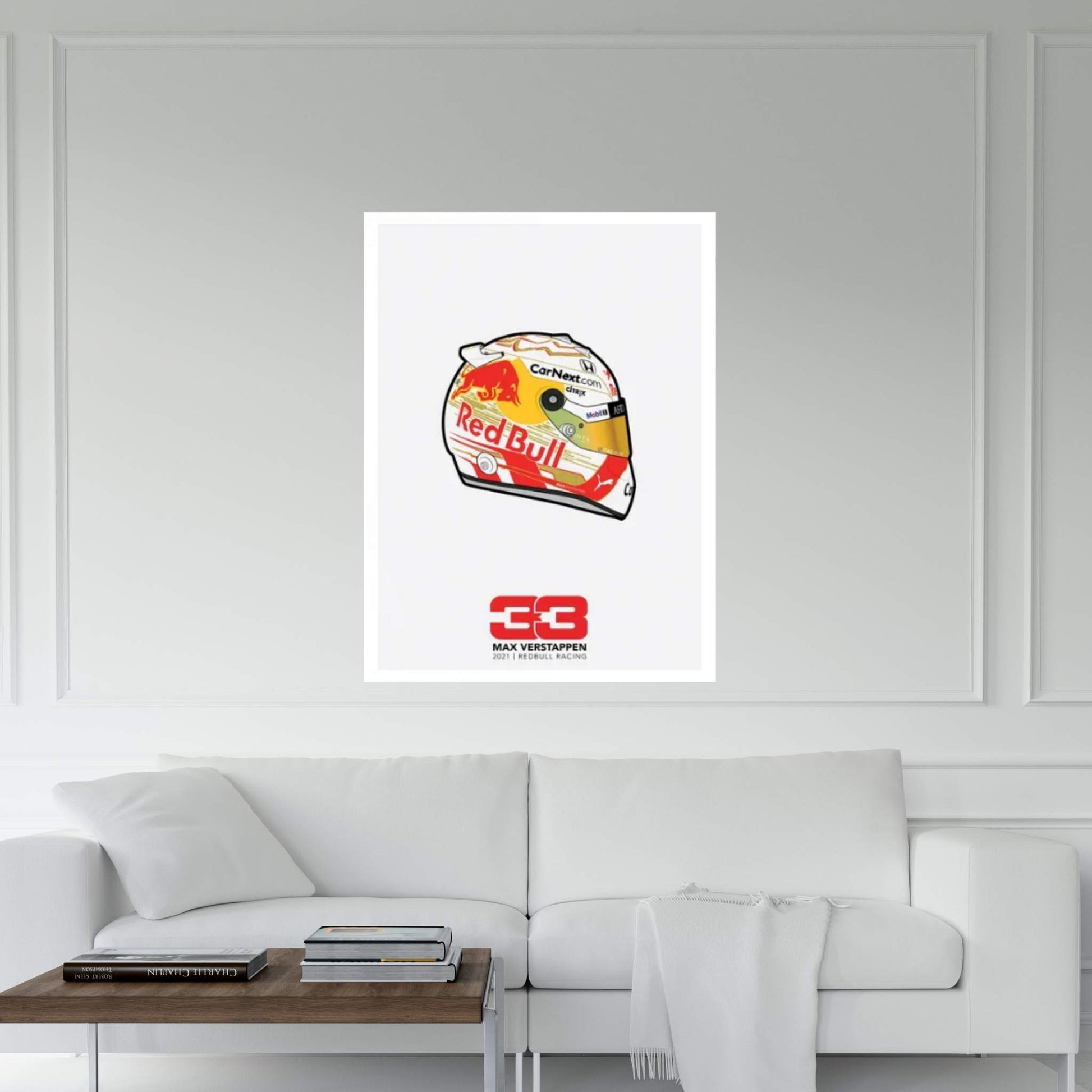 Max Verstappen Helmet 2021 (White) Canvas Wall Art - Y Canvas