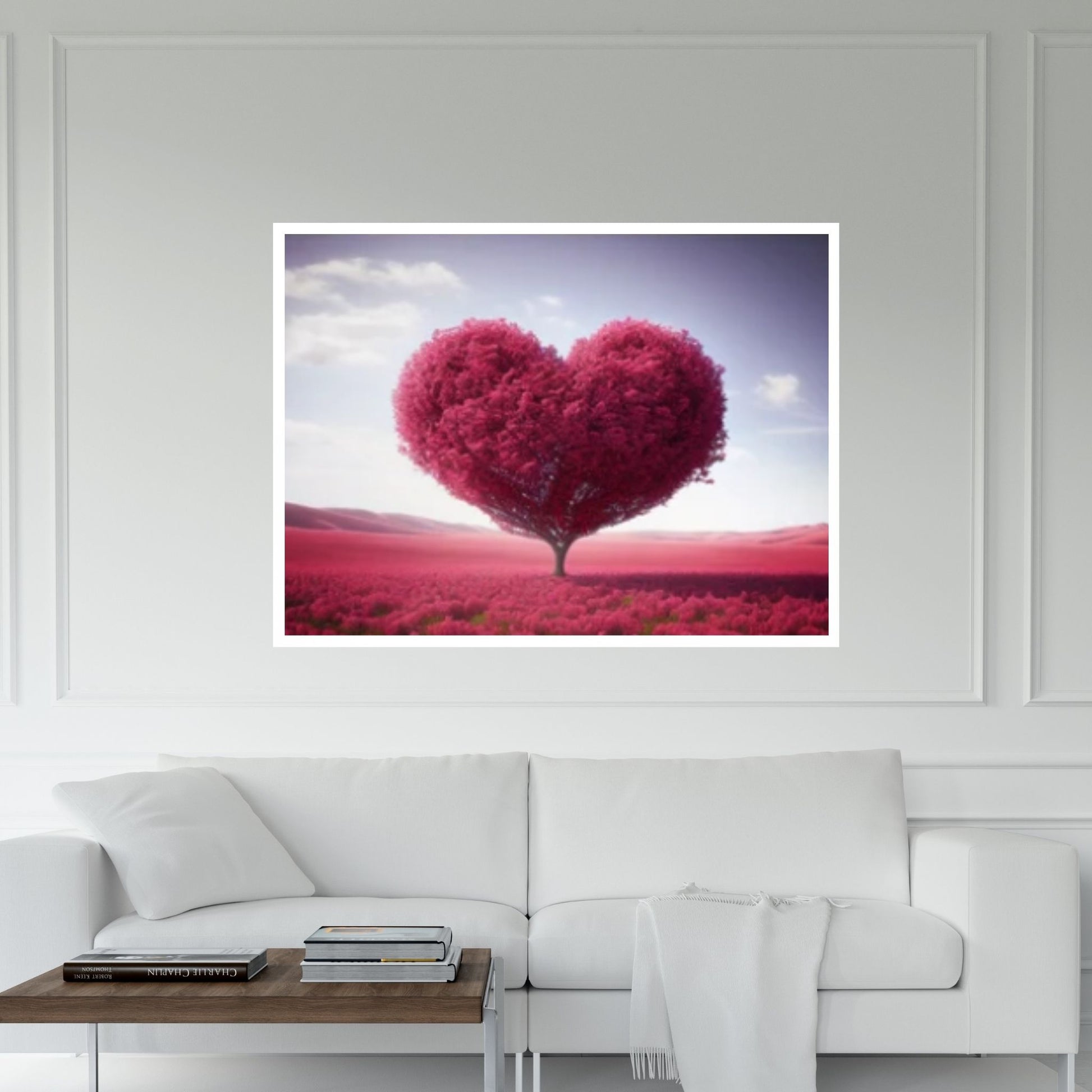 Heart Tree Canvas Wall Art Red Heart Shaped Tree - Landscape Wall Canvas Art - Y Canvas