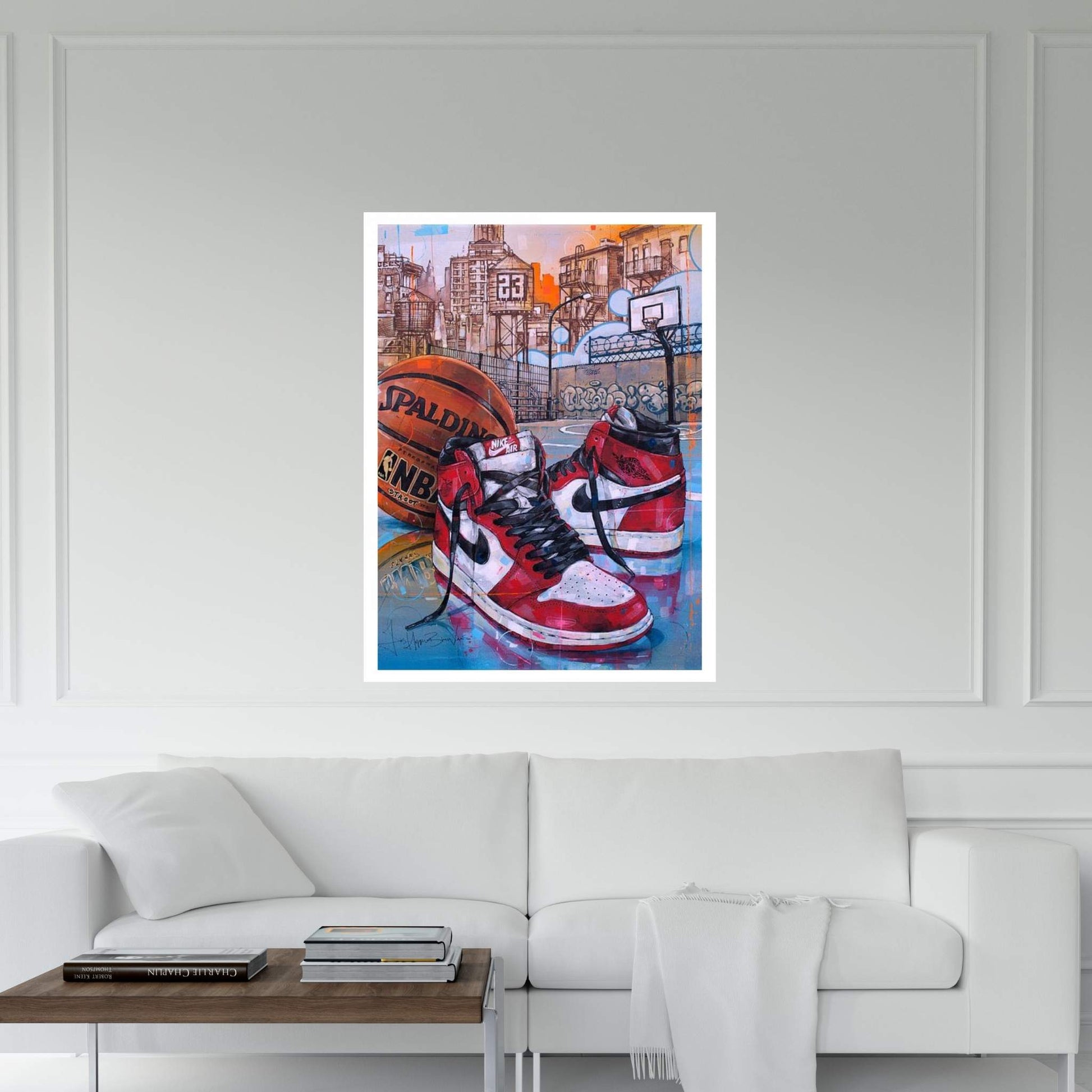 Air Jordan 1 Chicago Basketball Court Painting Canvas Wall Art - Y Canvas