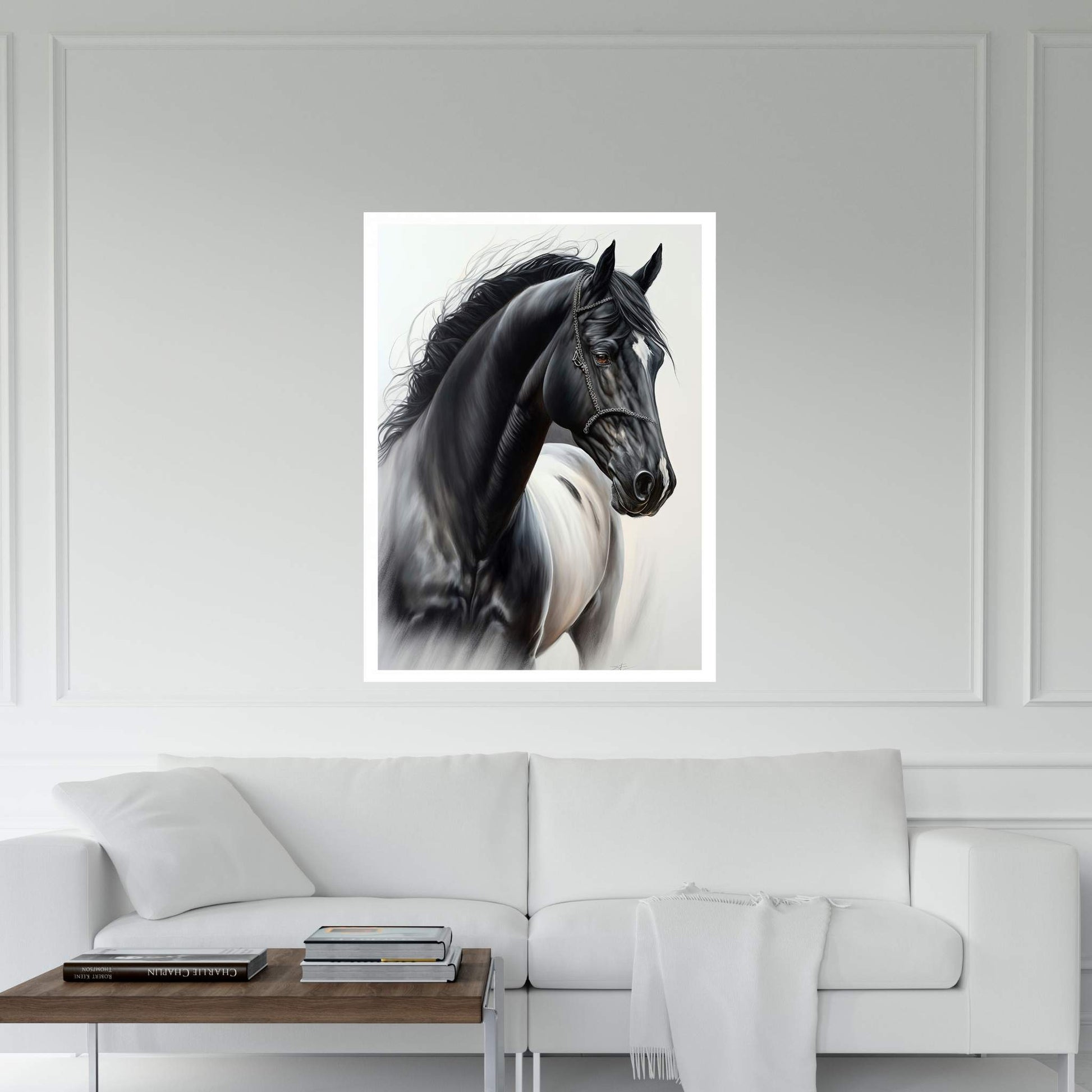 Beautiful Black Horse Canvas Wall Art , Animal Wall Art - Y Canvas