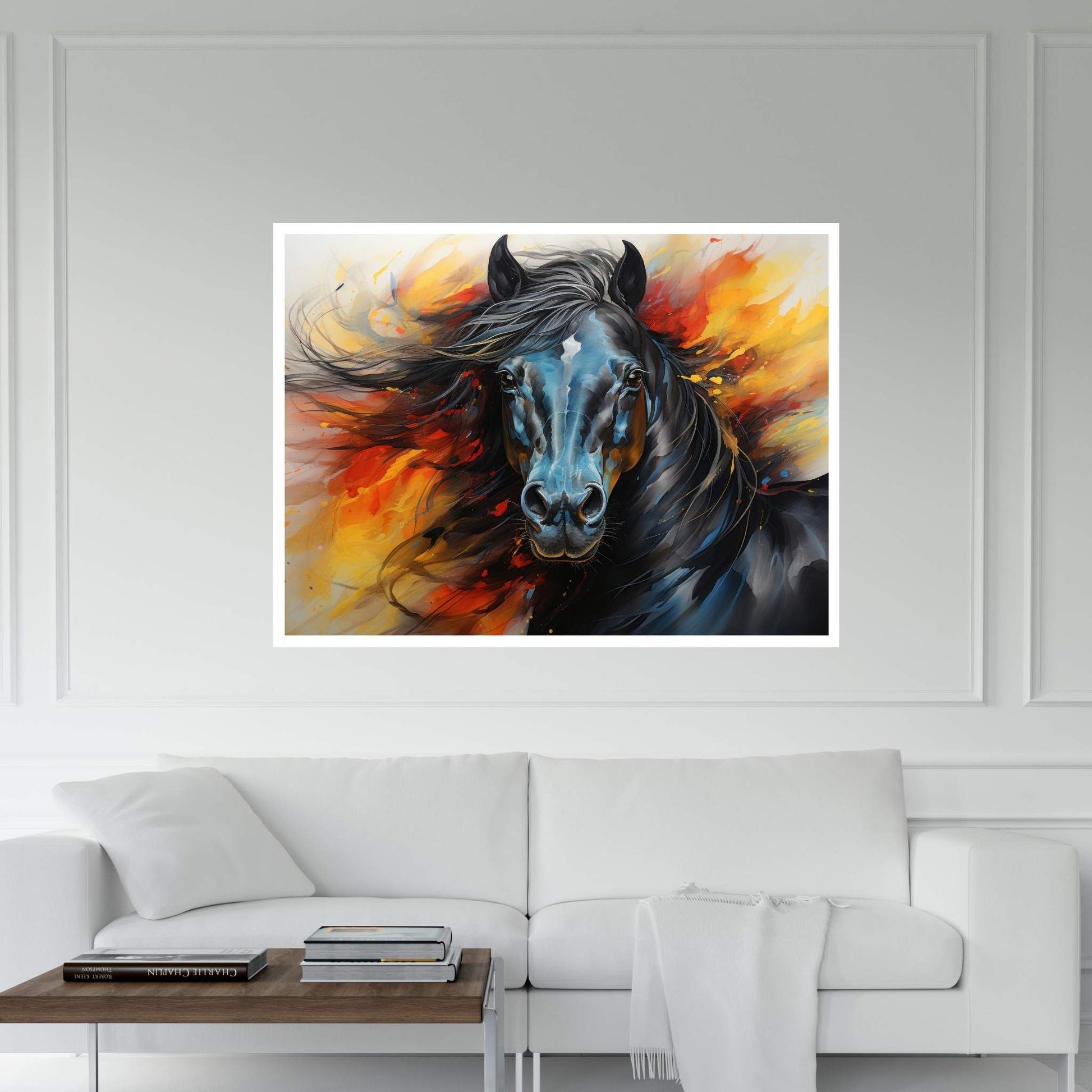 Beautiful Black Horse Canvas Wall Art , Animal Wall Art - Y Canvas