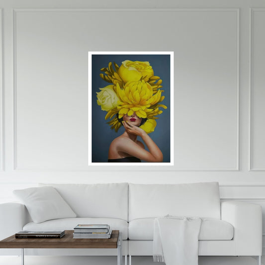 Yellow Floral Woman Canvas Art - Y Canvas