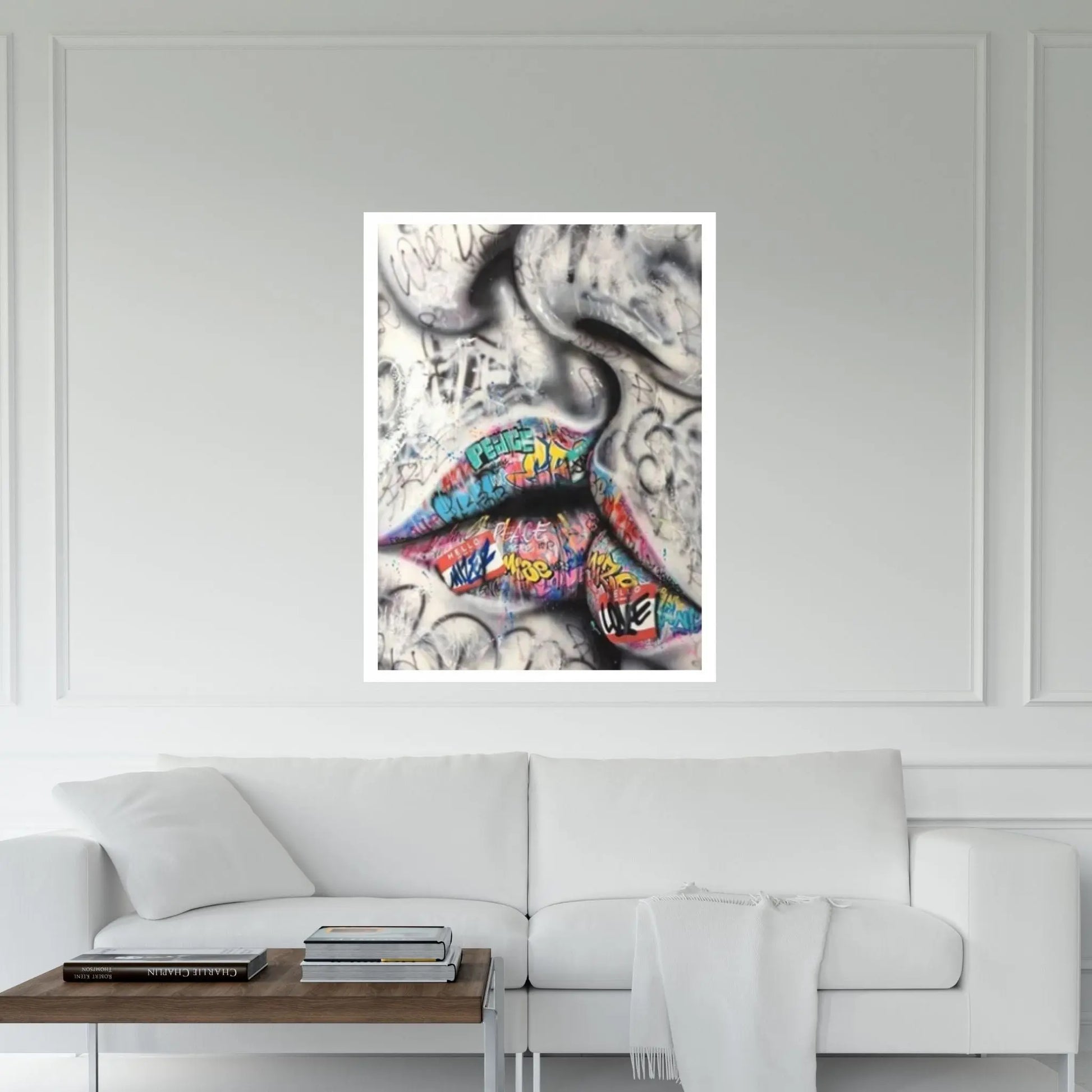 Lover Kissing Street Graffiti Art Painting on Canvas Posters Wall Art - Y Canvas