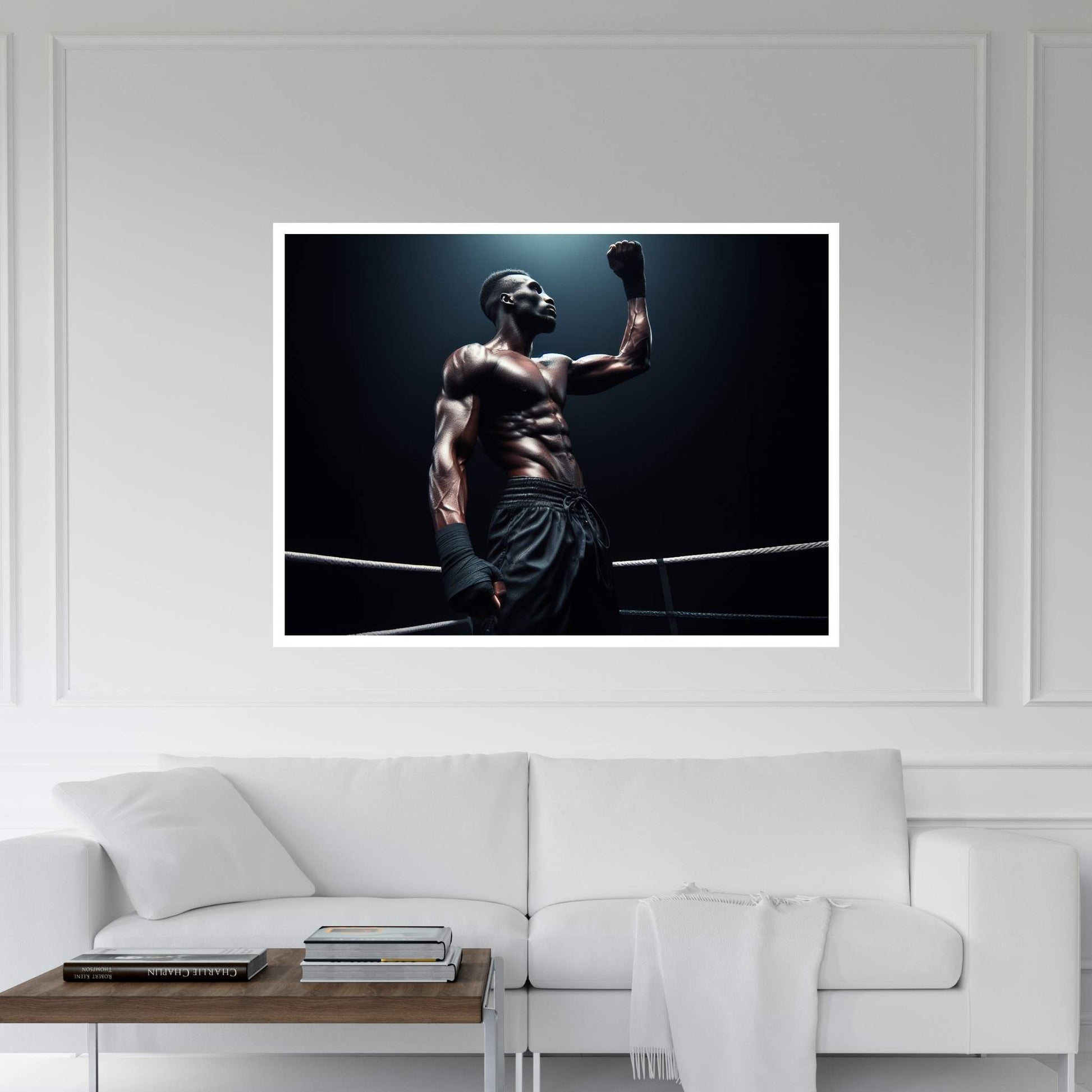 Black African Boxer, Fist and Victory, Boxing Canvas Wall Art - Y Canvas