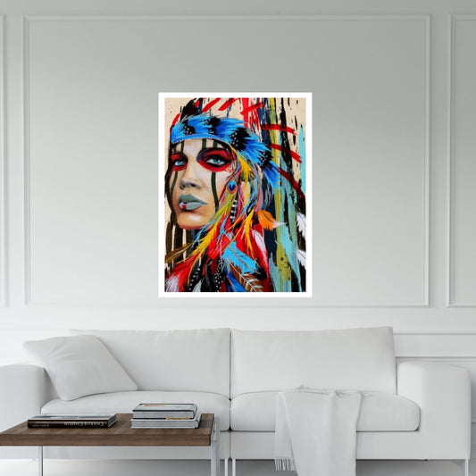 Native American Indian Girl Wall Art Canvas Painting Women, Wall Decor Pop Art - Y Canvas