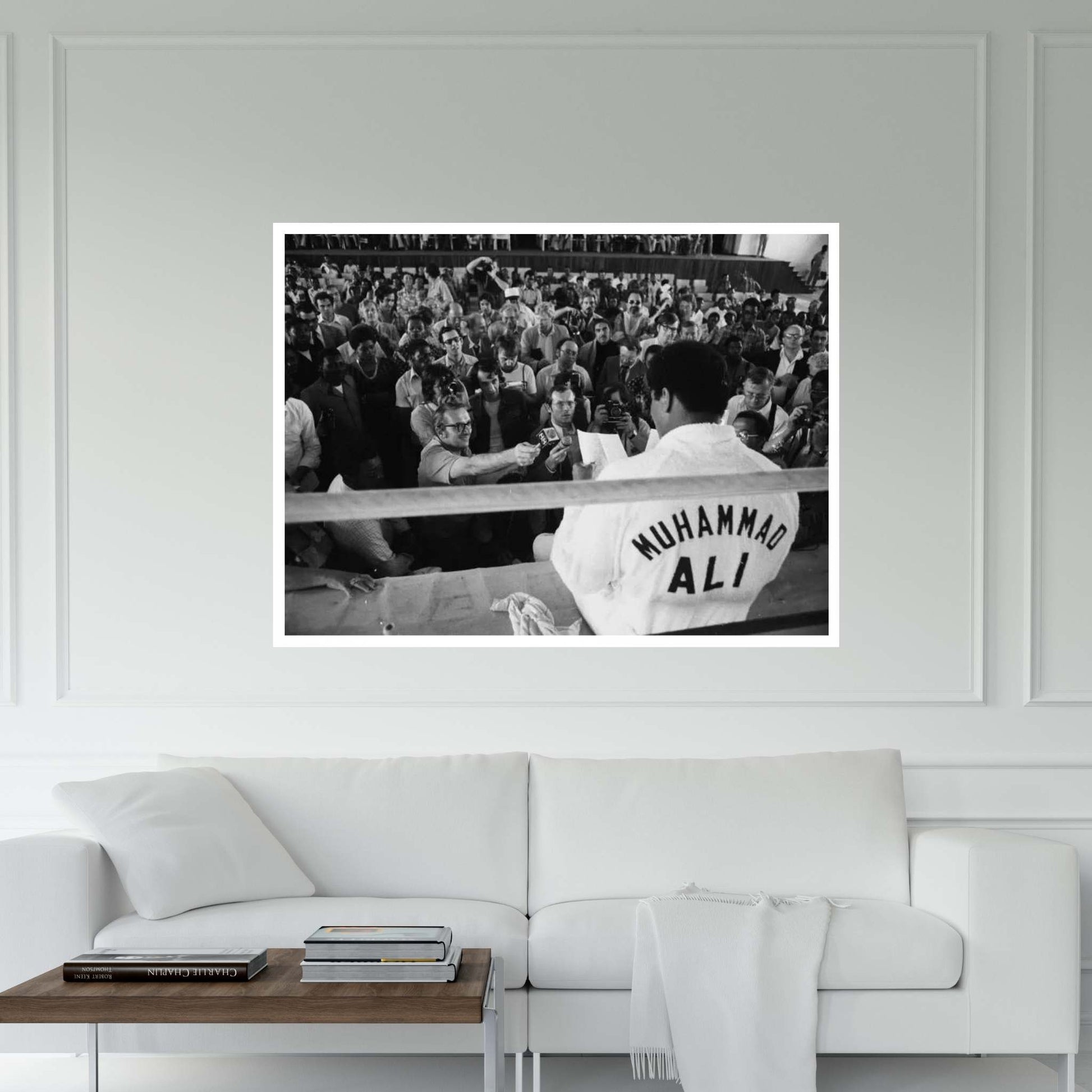 Muhammad Ali Sitting On The Side Of A Ring Talking To The Press Canvas Wall Art - Y Canvas