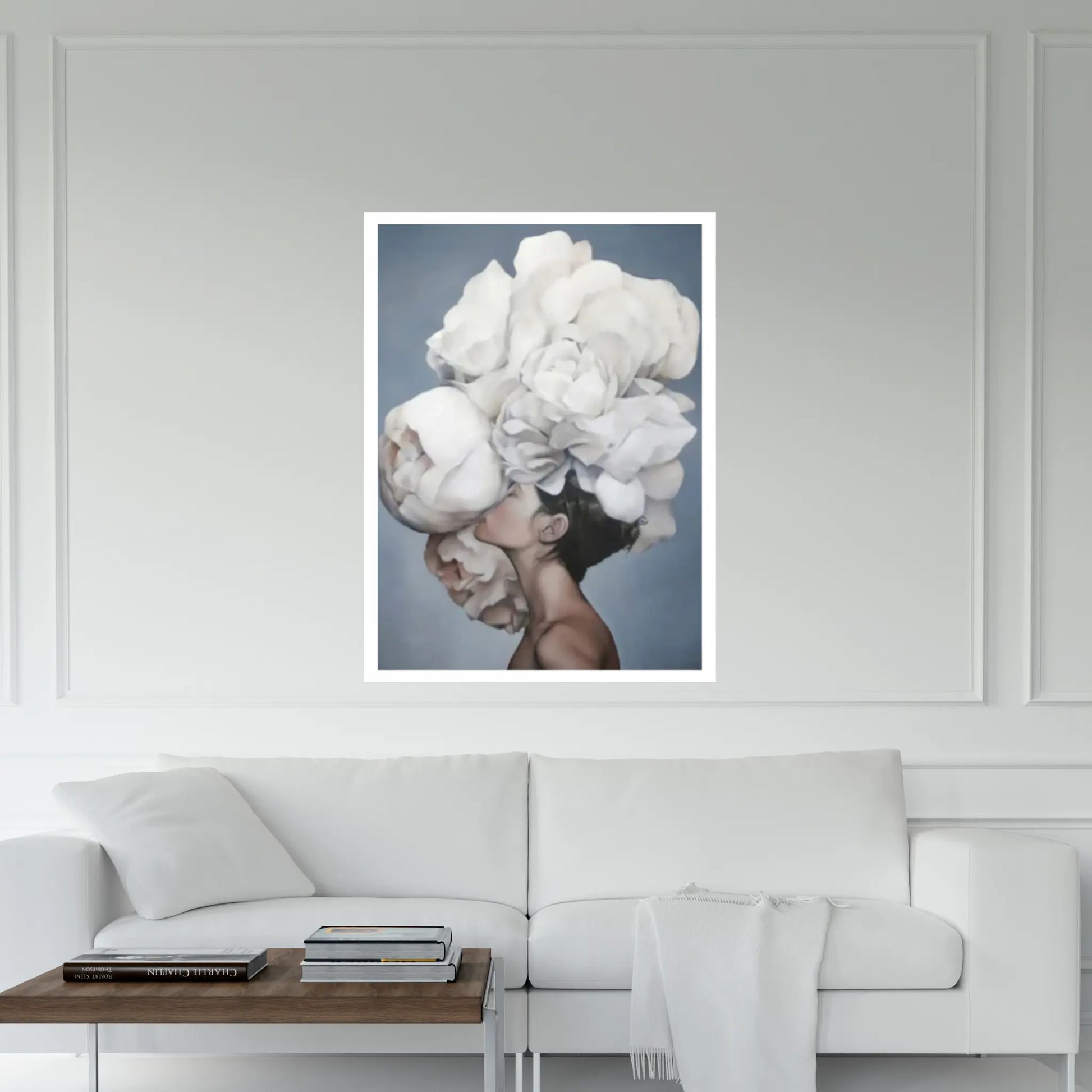 Flowers Feathers Woman Abstract Canvas Painting Wall Art Decorative Painting - Y Canvas