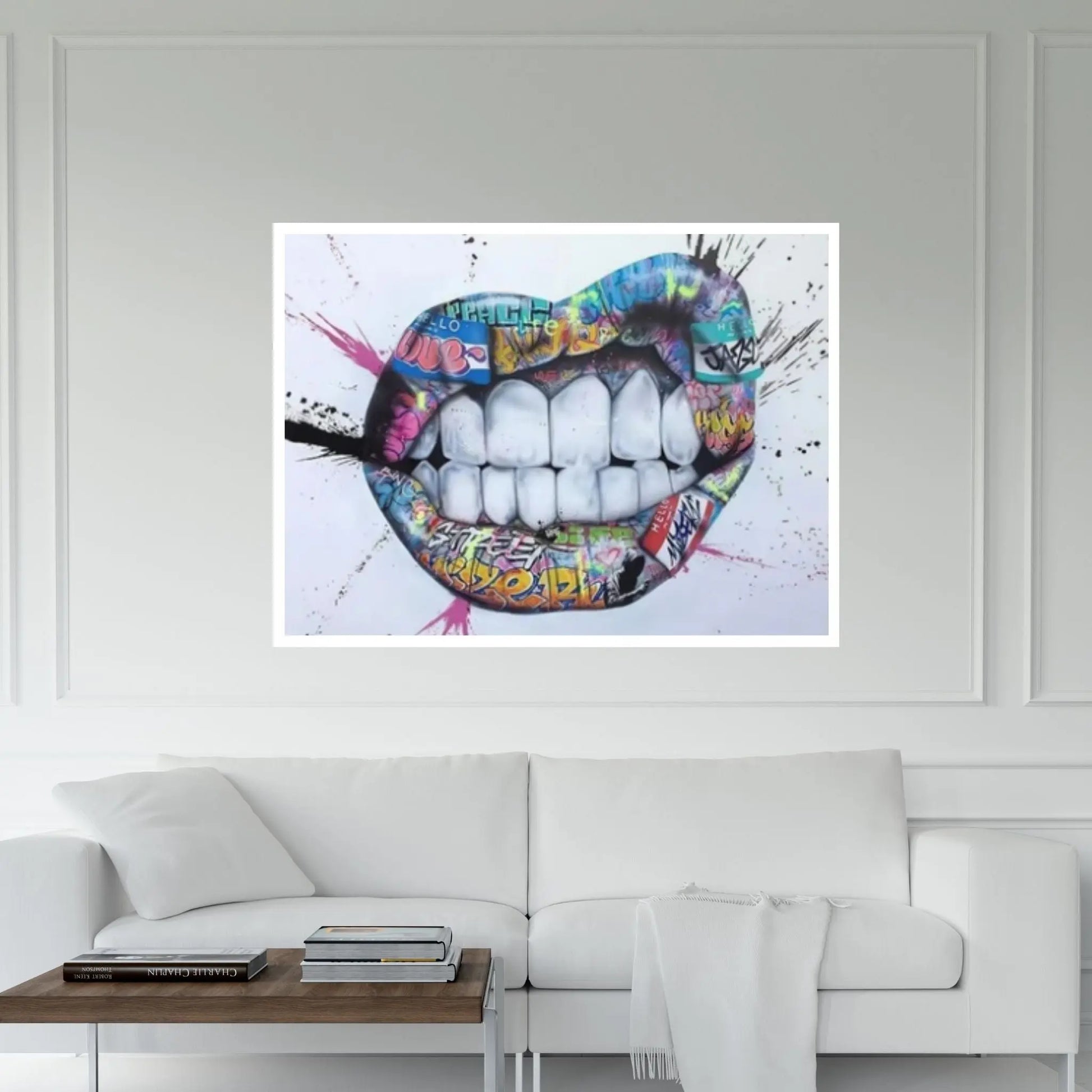 Banksy Poster, Sexy Lip Art Canvas Decor, Colourful Wall Art Decor, Print Poster Graffiti Wall Art - Y Canvas