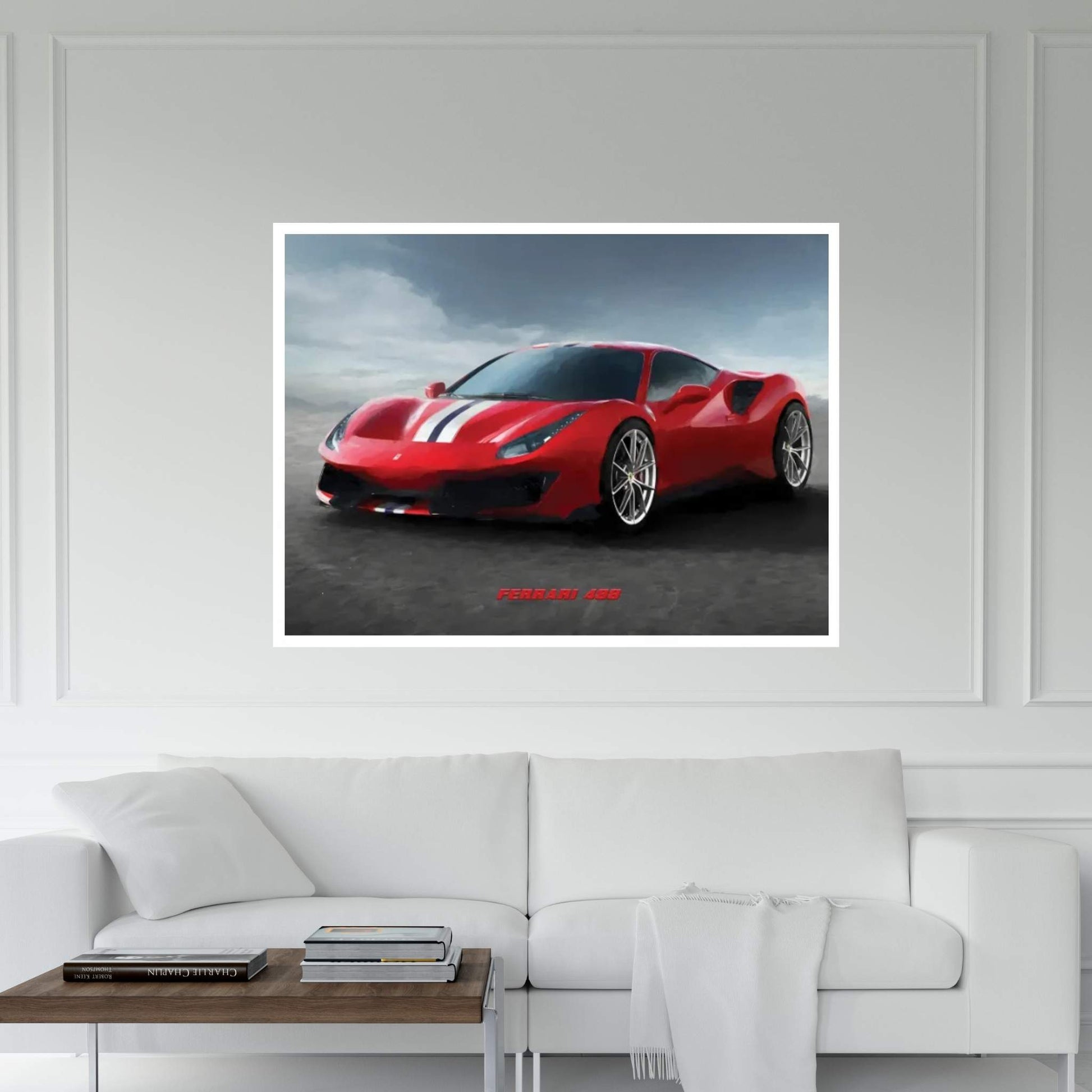 Ferrari 488 V-2 In Watercolor Canvas Wall Art - Y Canvas