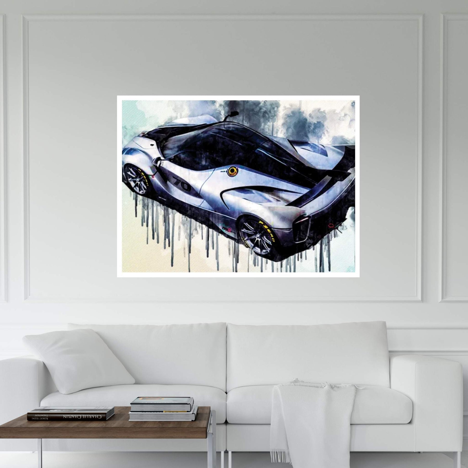 Ferrari Fxx-K Evo 2018 Hypercar Sports Car Top View Carbon Spoiler Italian Cars Canvas Wall Art - Y Canvas
