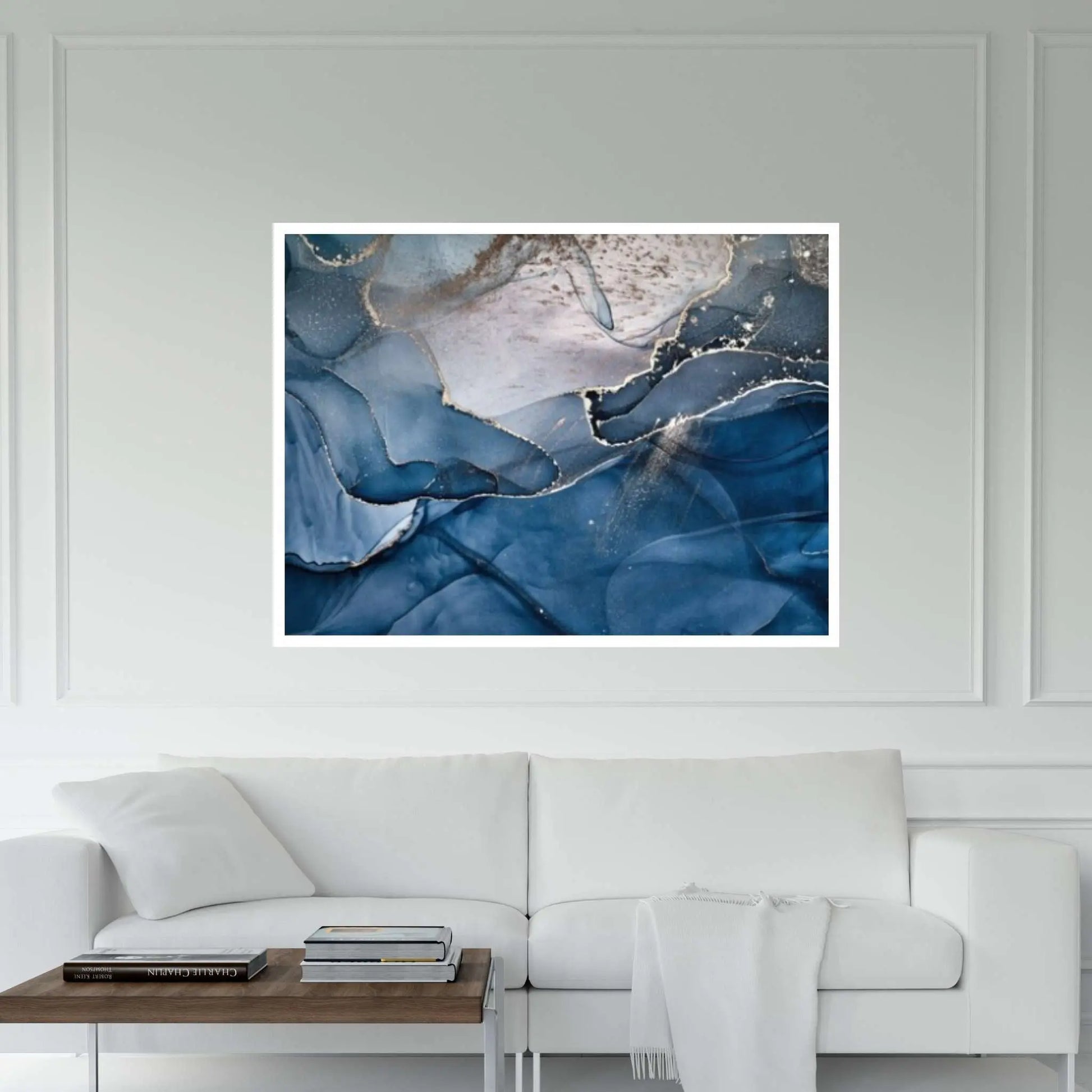 Blue Abstract Wall Art Abstract Painting, Abstract Marble Print Marble Abstract - Y Canvas