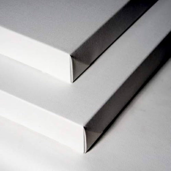 Detail of canvas wrapped around a wooden support