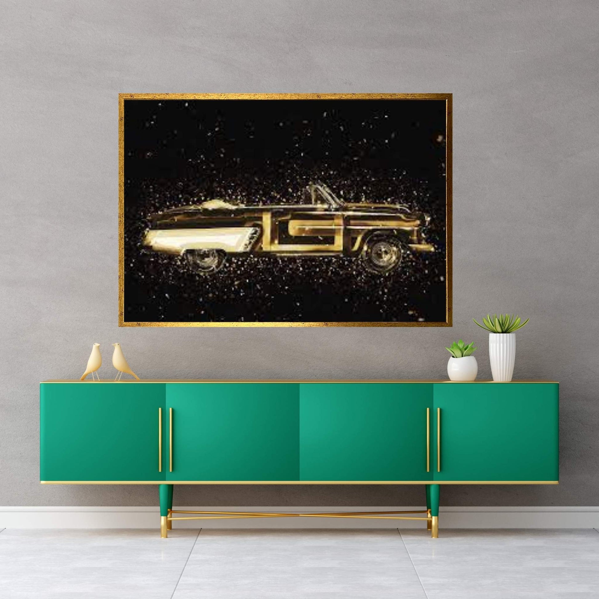 Golden - Vintage Car Canvas Wall Art - Y Canvas