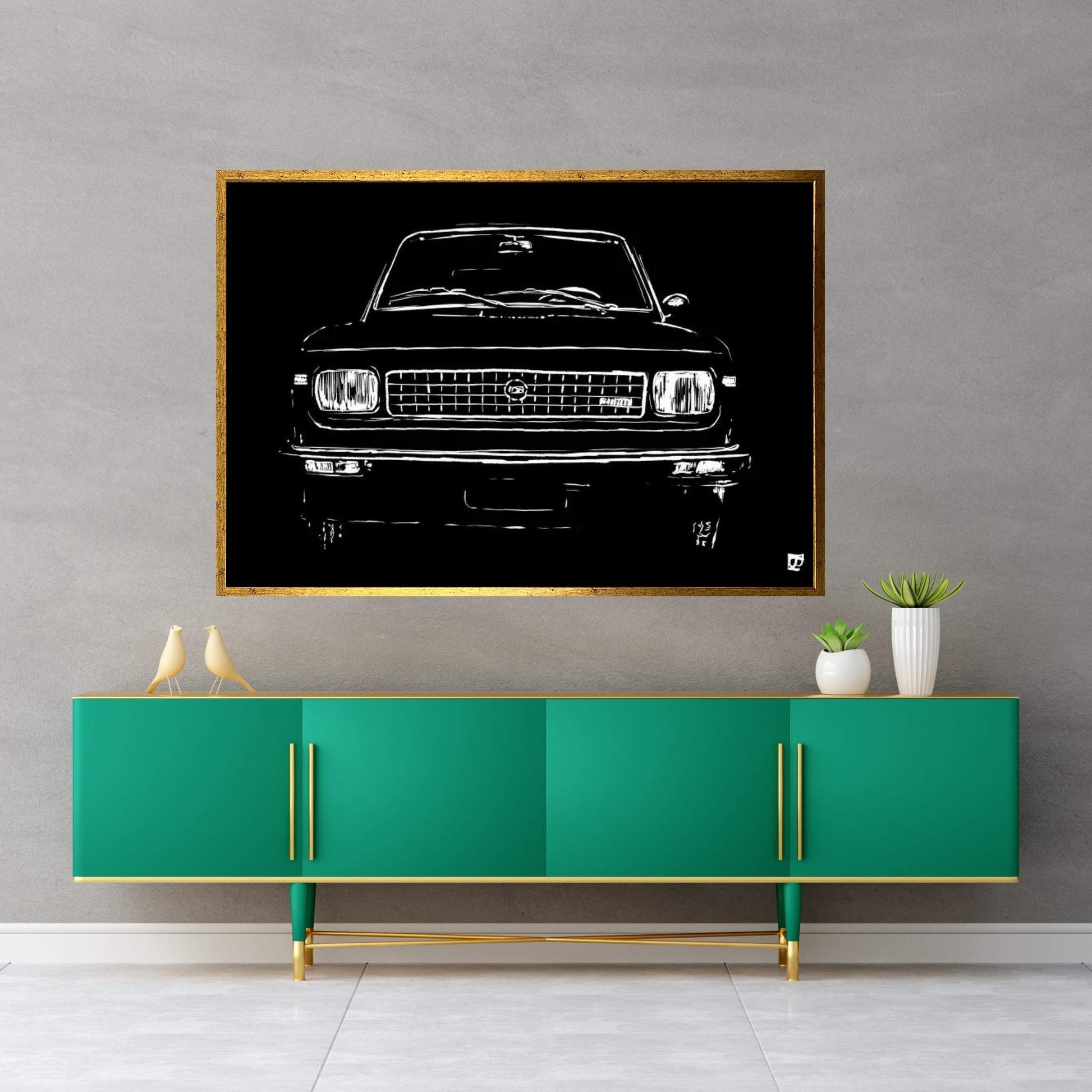 Black Car Canvas Wall Art - Y Canvas