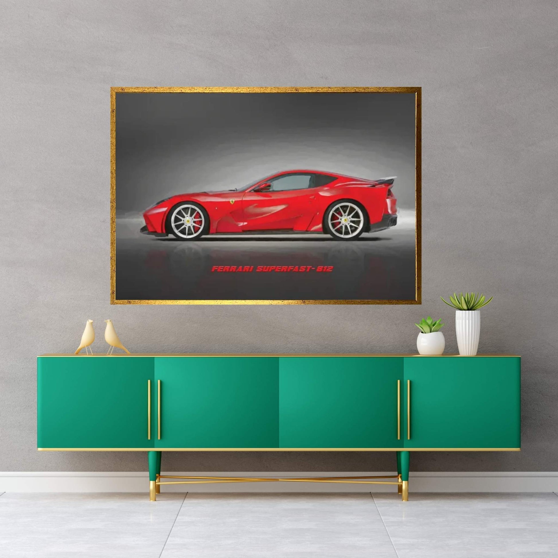Ferrari Superfast 812 In Watercolor Canvas Wall Art - Y Canvas