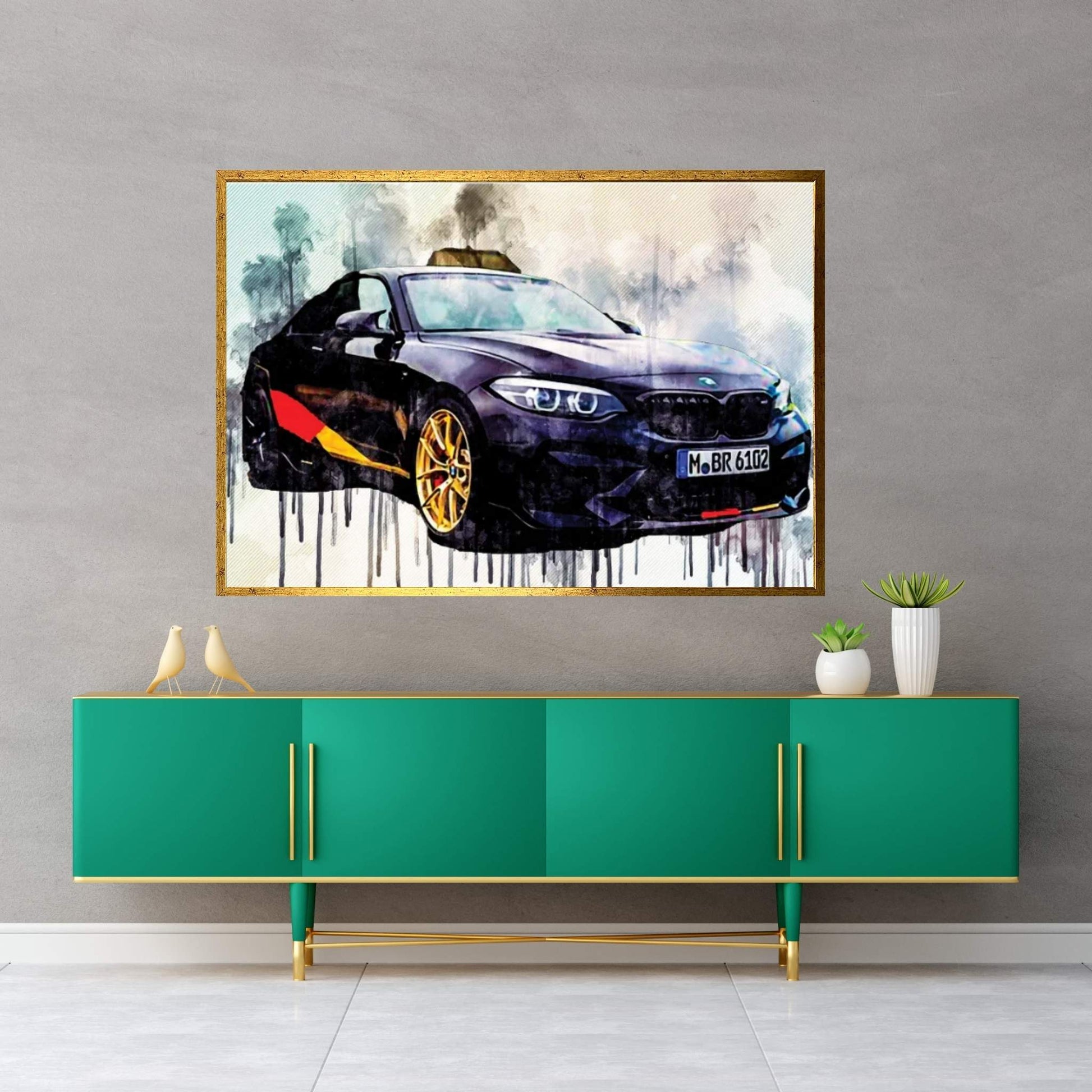 Bmw M2 2018 M Performance Competition Black Sports Front View Tuning Canvas Wall Art - Y Canvas