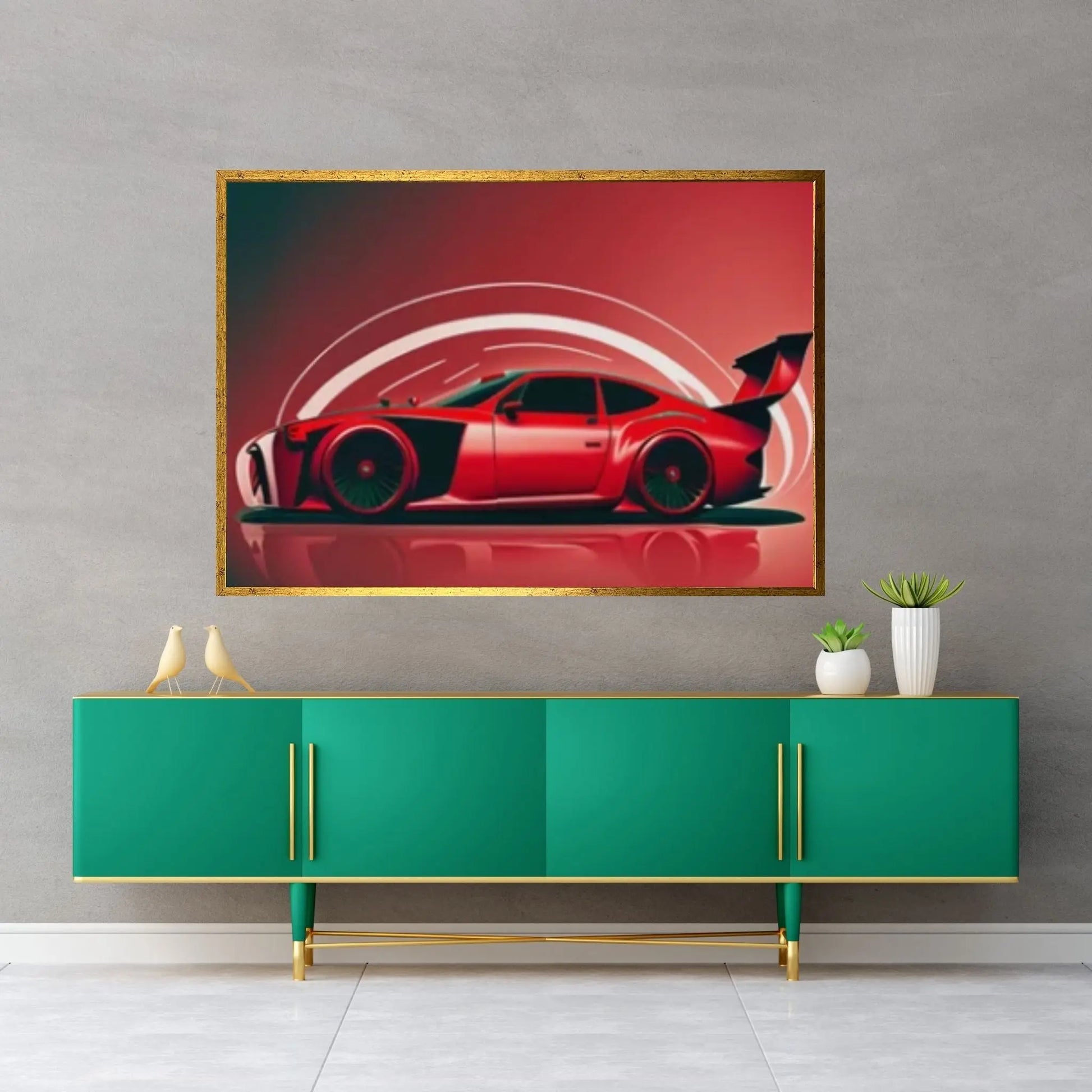 Red Sport Cars Canvas Wall Art Poster Print, Supercar Wall Art - Y Canvas