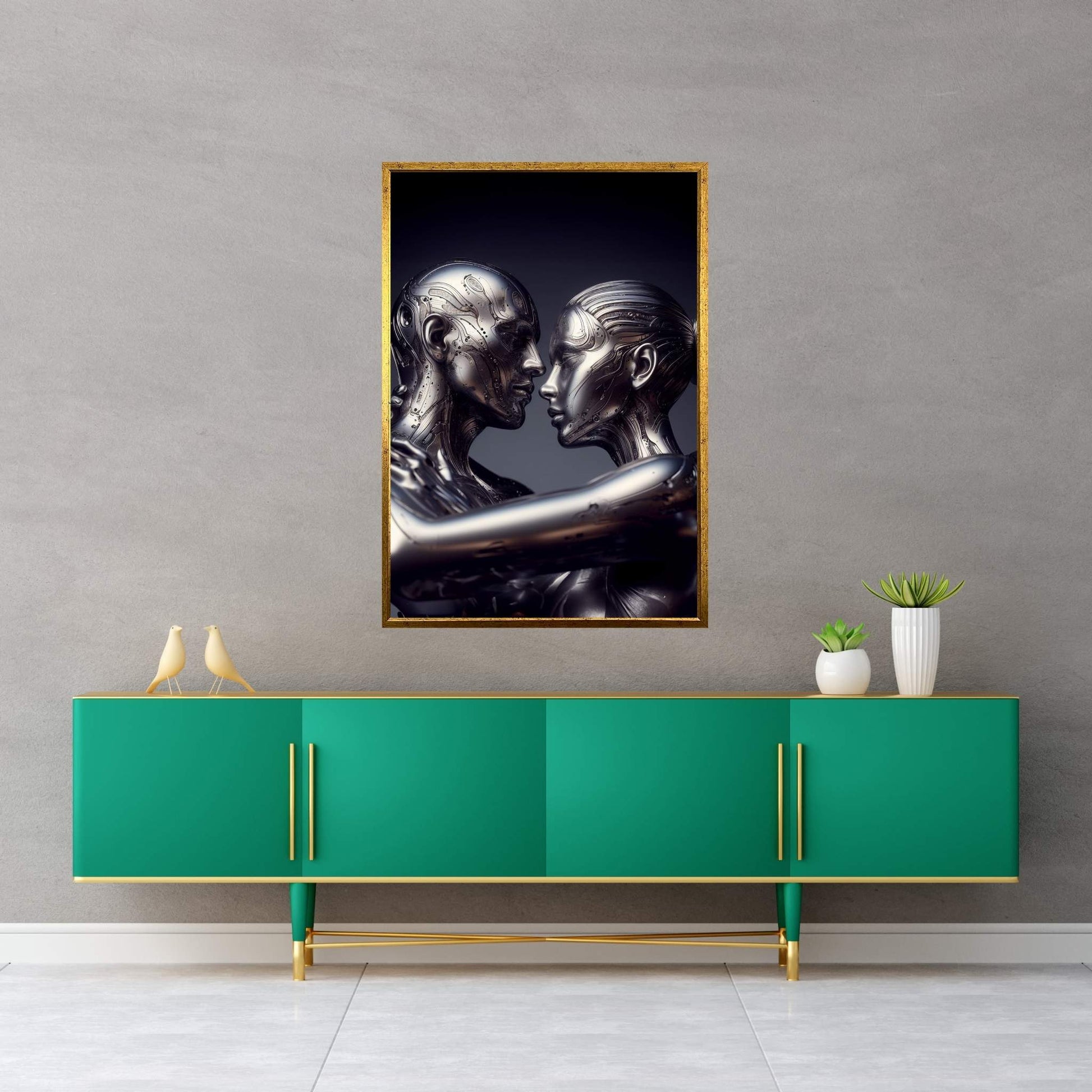 Metalic Love Couple Canvas Wall Art - Y Canvas
