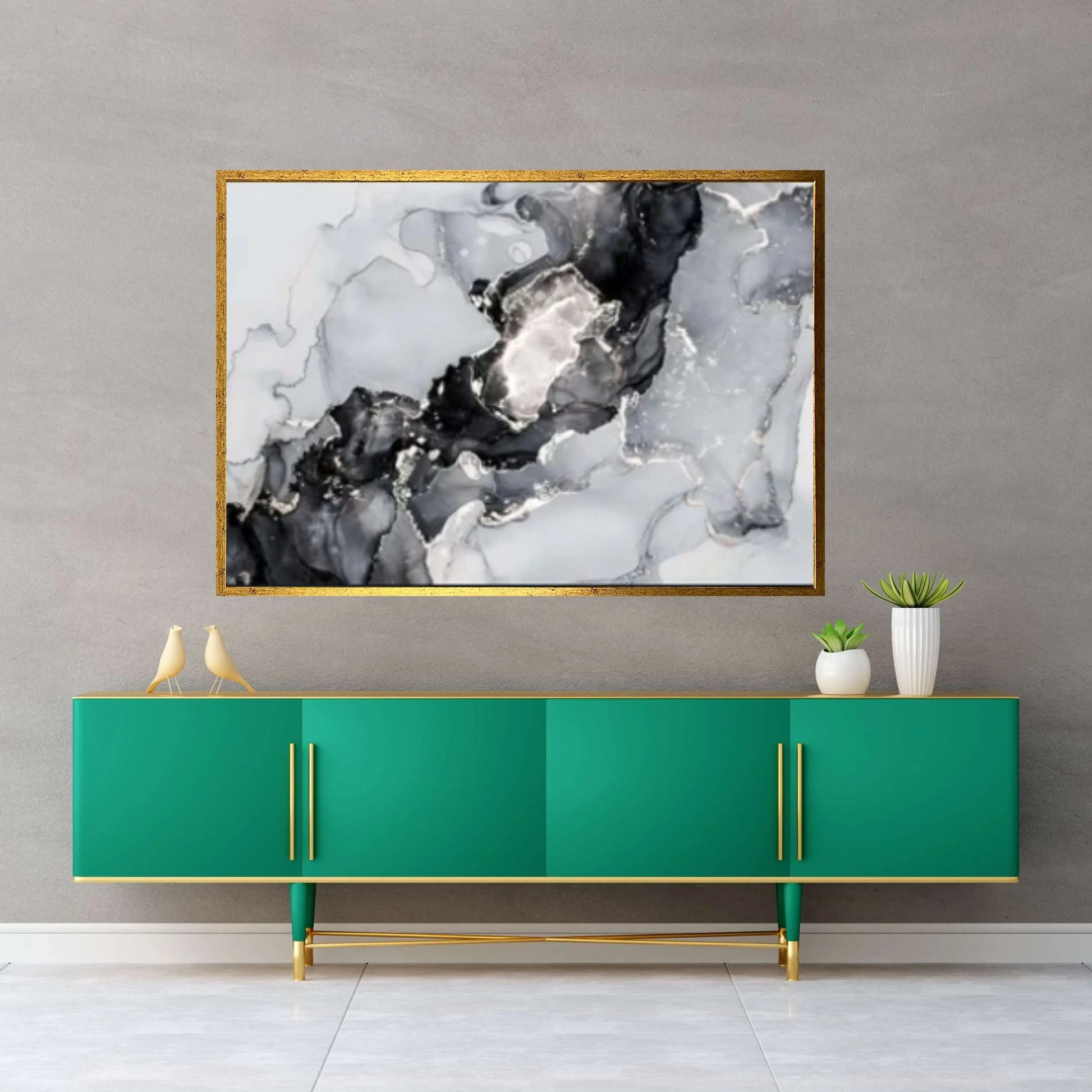 Large Silver Marble Canvas Wall Art, Marble Wall Decor, Split Canvas Art - Y Canvas