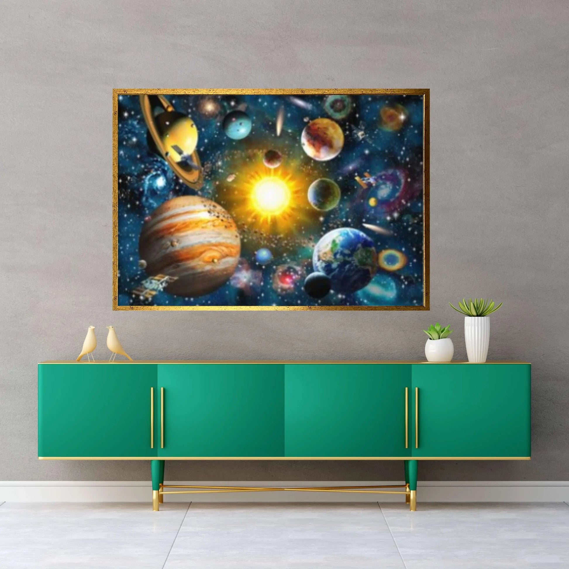 Amazing Solar System Outer Space Canvas Wall Art ,Floating Frame Option, Extra Large Canvas Wall Art Print on Canvas - Y Canvas
