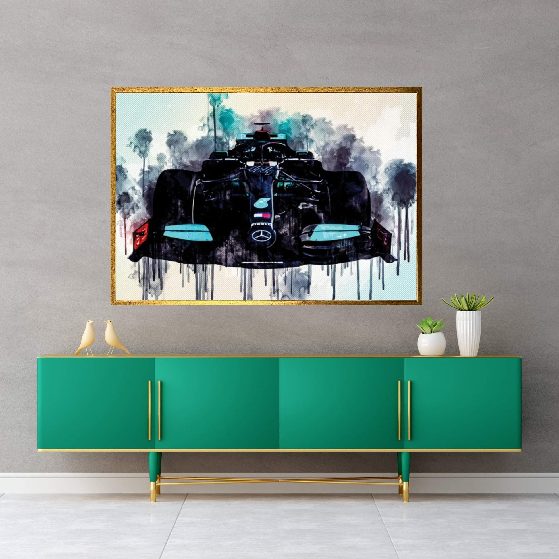 Mercedes-Amg F1 W12 2021 Front View Exterior New W12 F1 2021 Race Cars Formula 1 Canvas Wall Art - Y Canvas