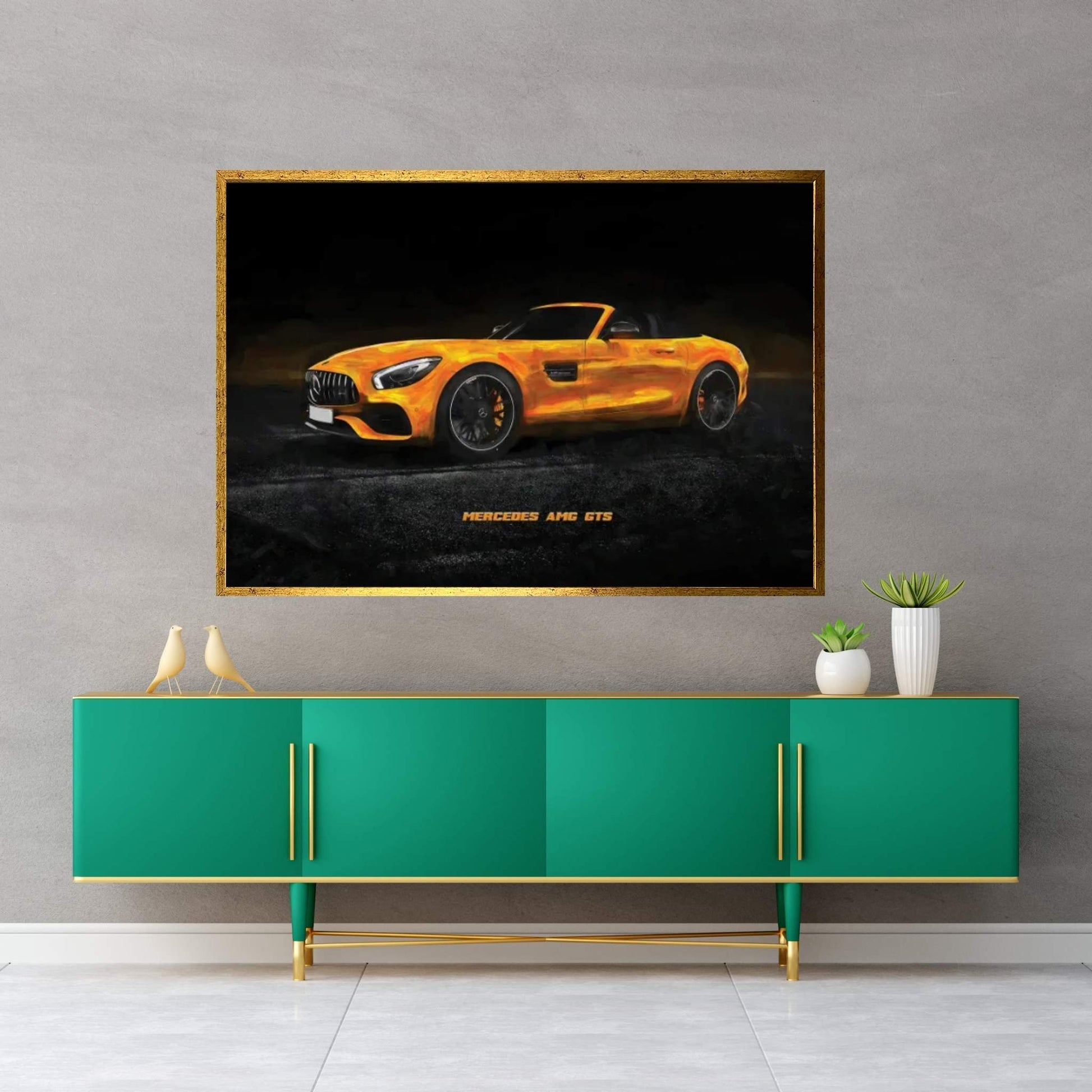 Mercedes AMG GTS In Watercolor Canvas Wall Art - Y Canvas