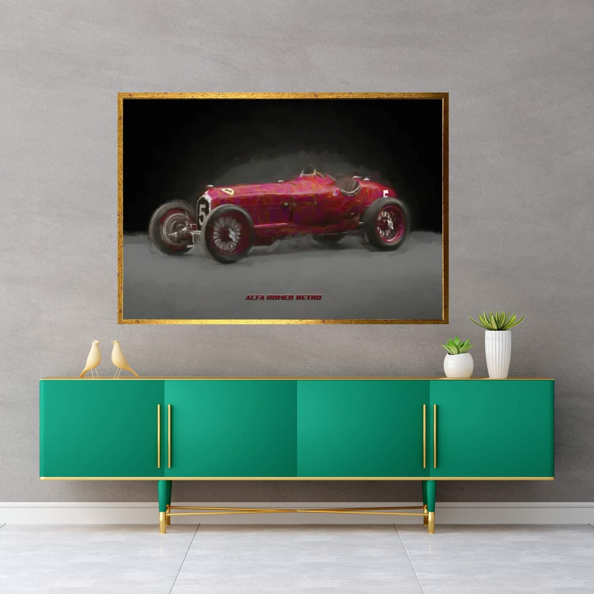 Alfa Romeo Retro In Watercolor Canvas Wall Art - Y Canvas