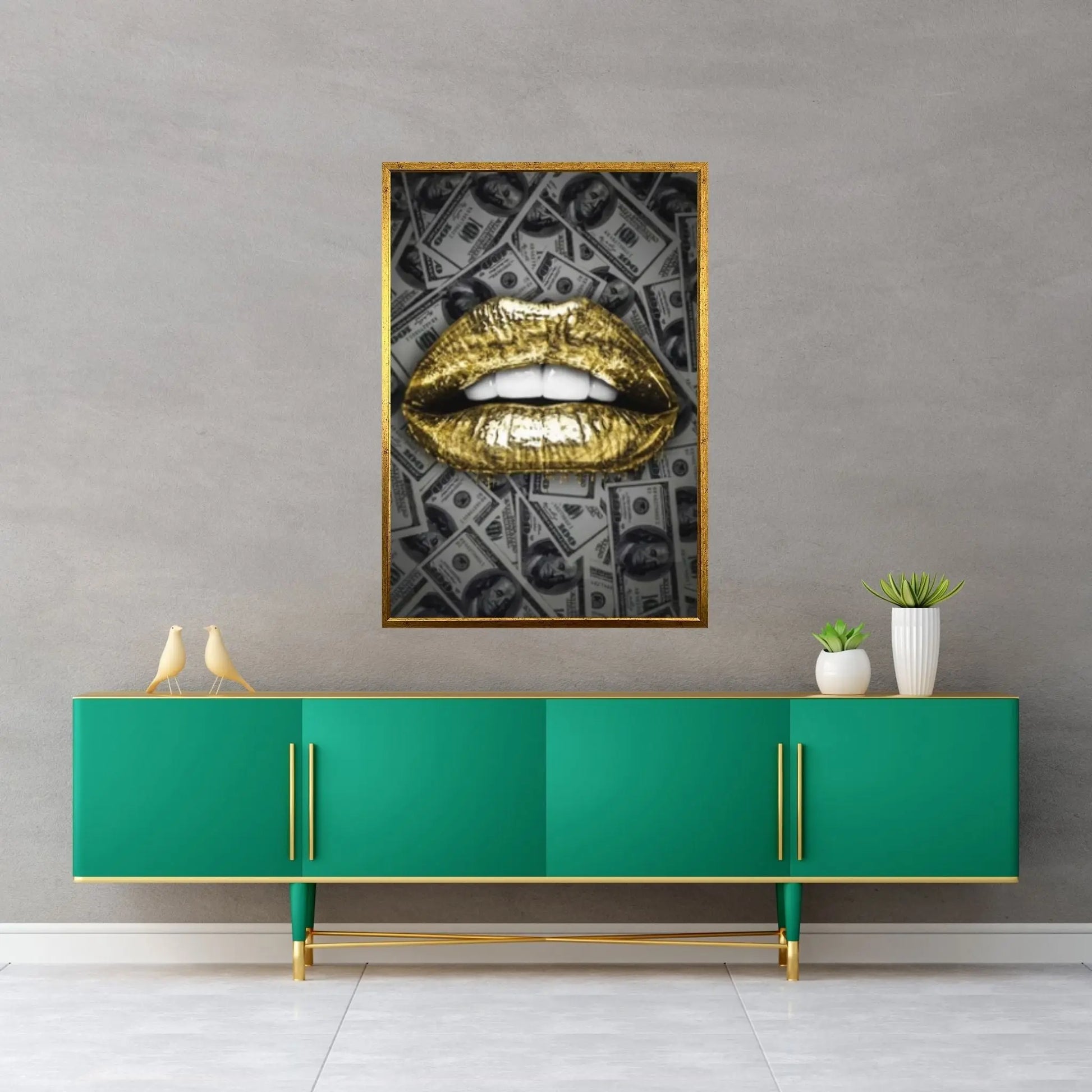 Sexy Lips Abstract Lips Dollar Background Canvas Wall Art Painting Modern Wall Art Nordic Pop Poster - Y Canvas