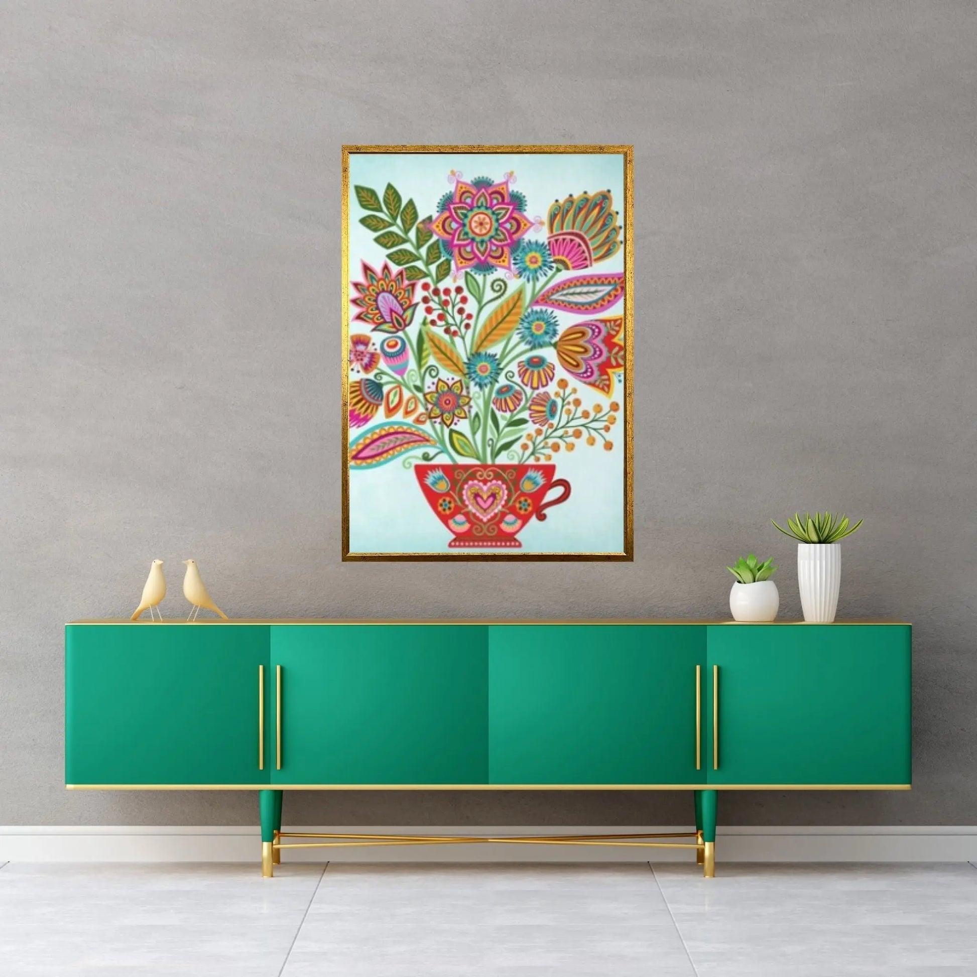 Mexican Art , Traditional Mexican Poster, Floral Mexican Wall Art Decor, Latin American Decor Canvas Wall Art - Y Canvas