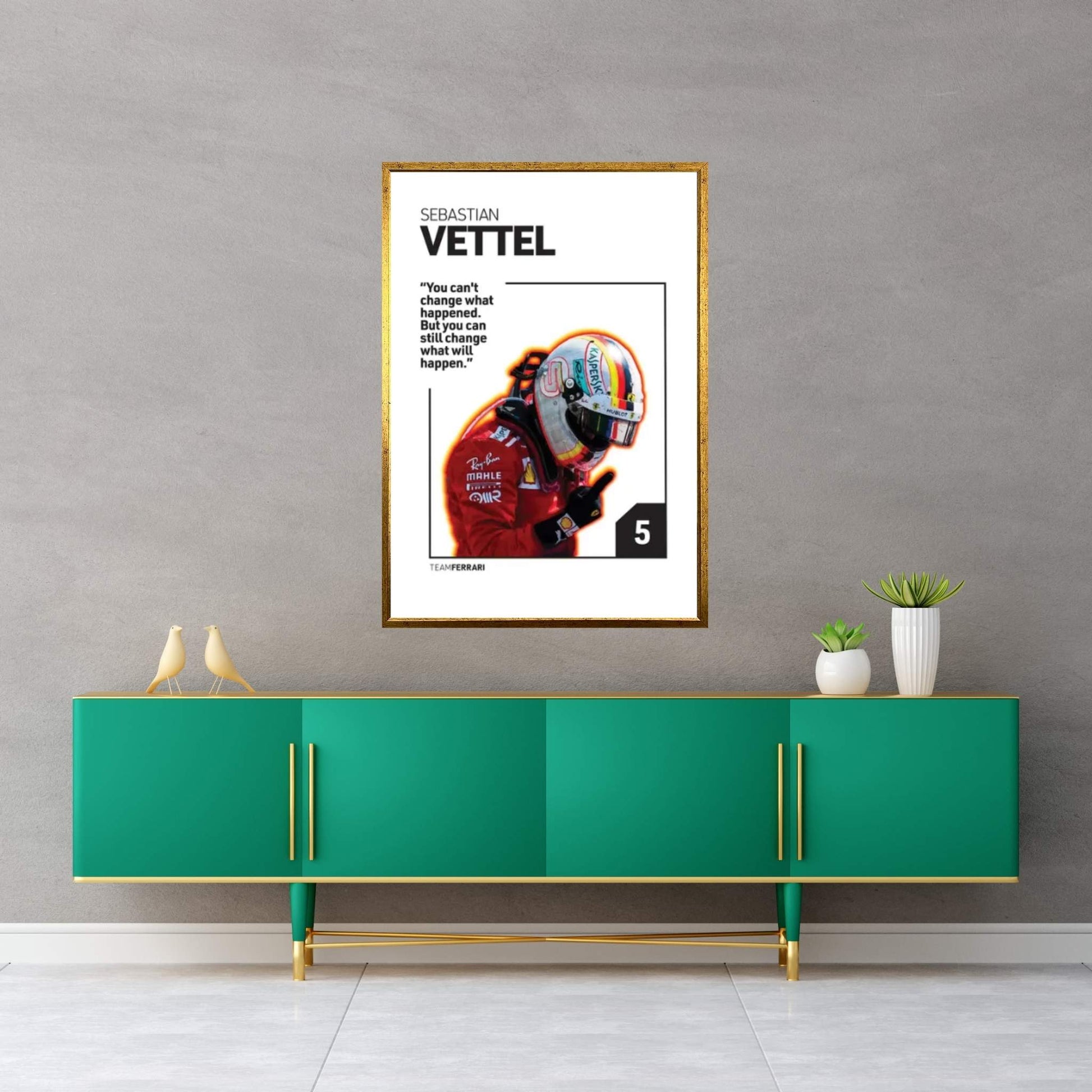 Sebastian Vettel (White) Canvas Wall Art - Y Canvas