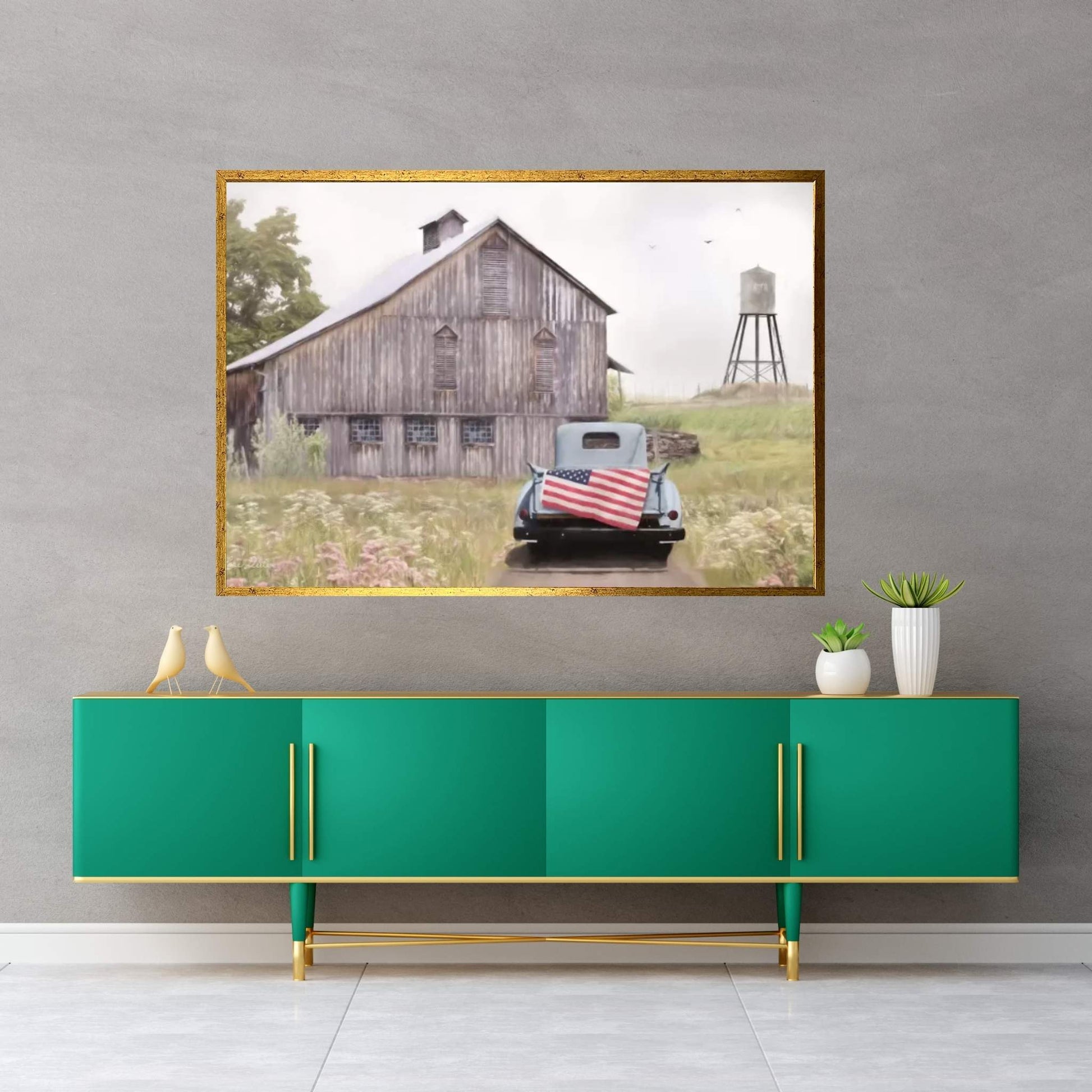 Flag on Tailgate Canvas Wall Art - Y Canvas