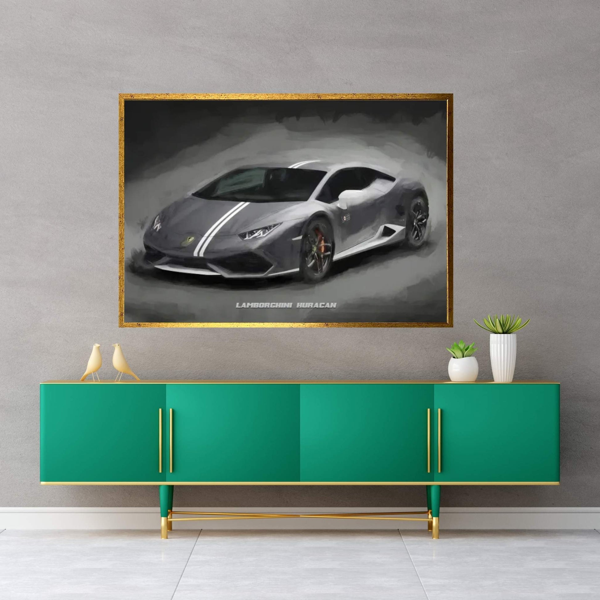 Lamborghini Huracan In Watercolor Canvas Wall Art - Y Canvas