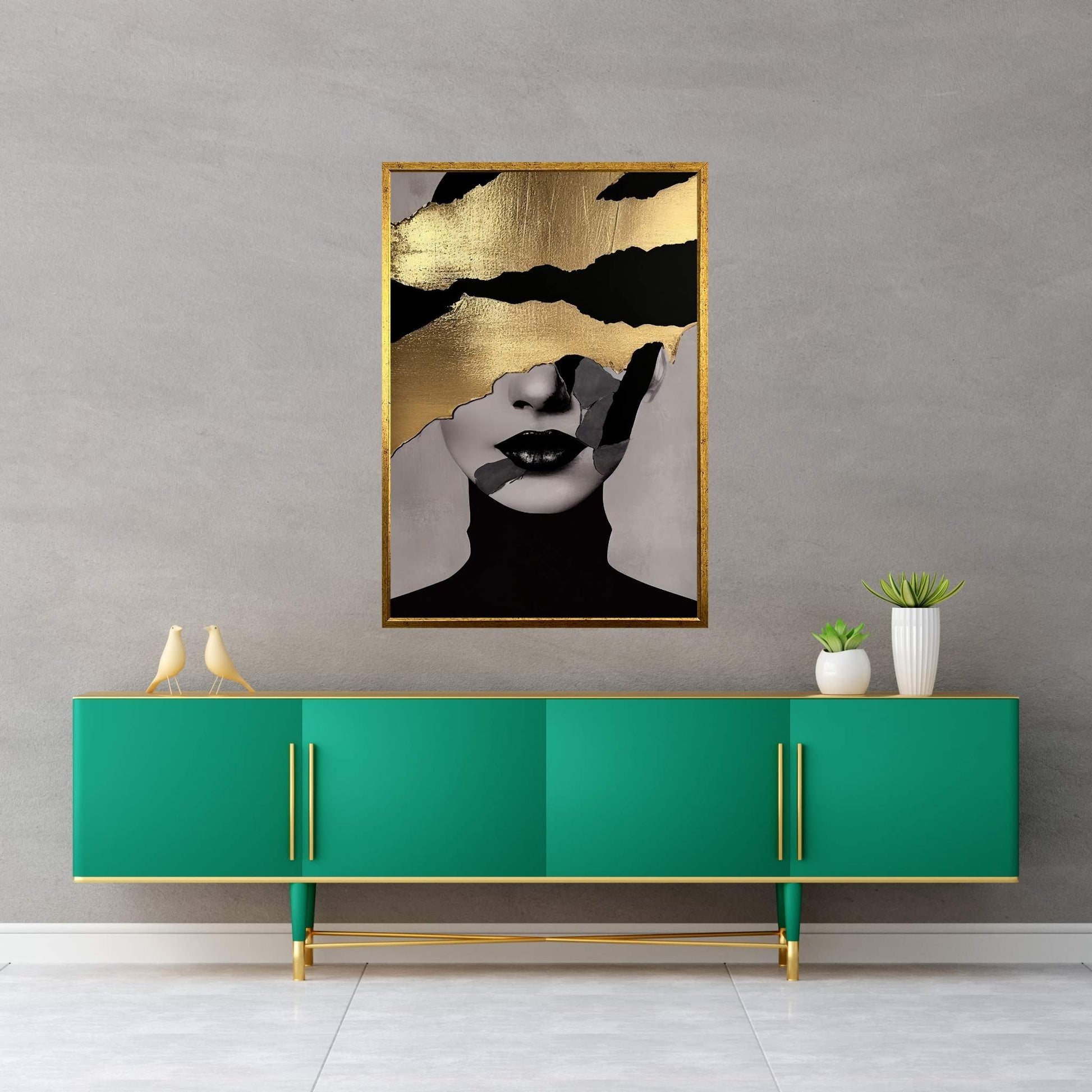 Modern Woman Gold Details Canvas Wall Art - Y Canvas