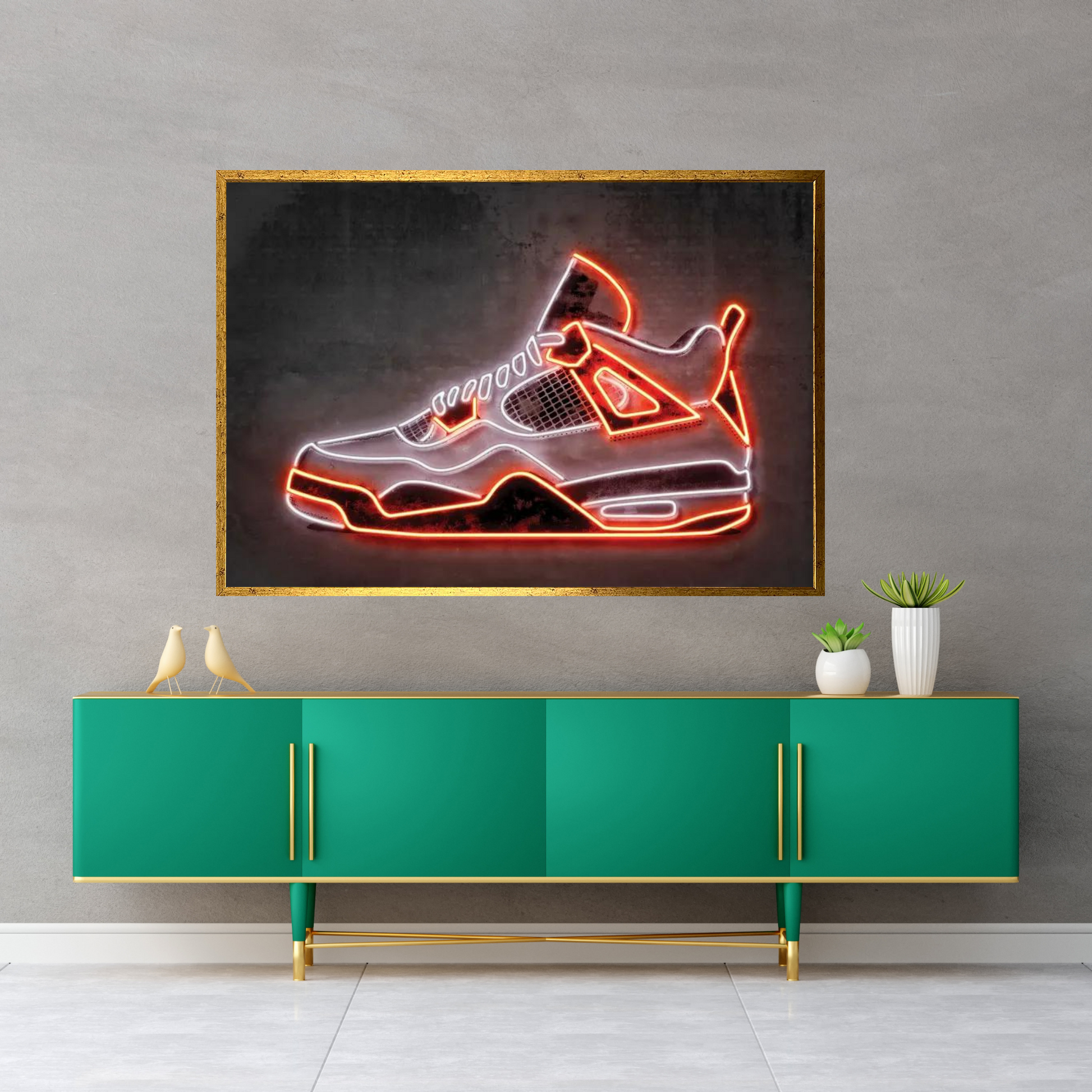 Jordan 4 Gold Canvas Wall Art - Y Canvas
