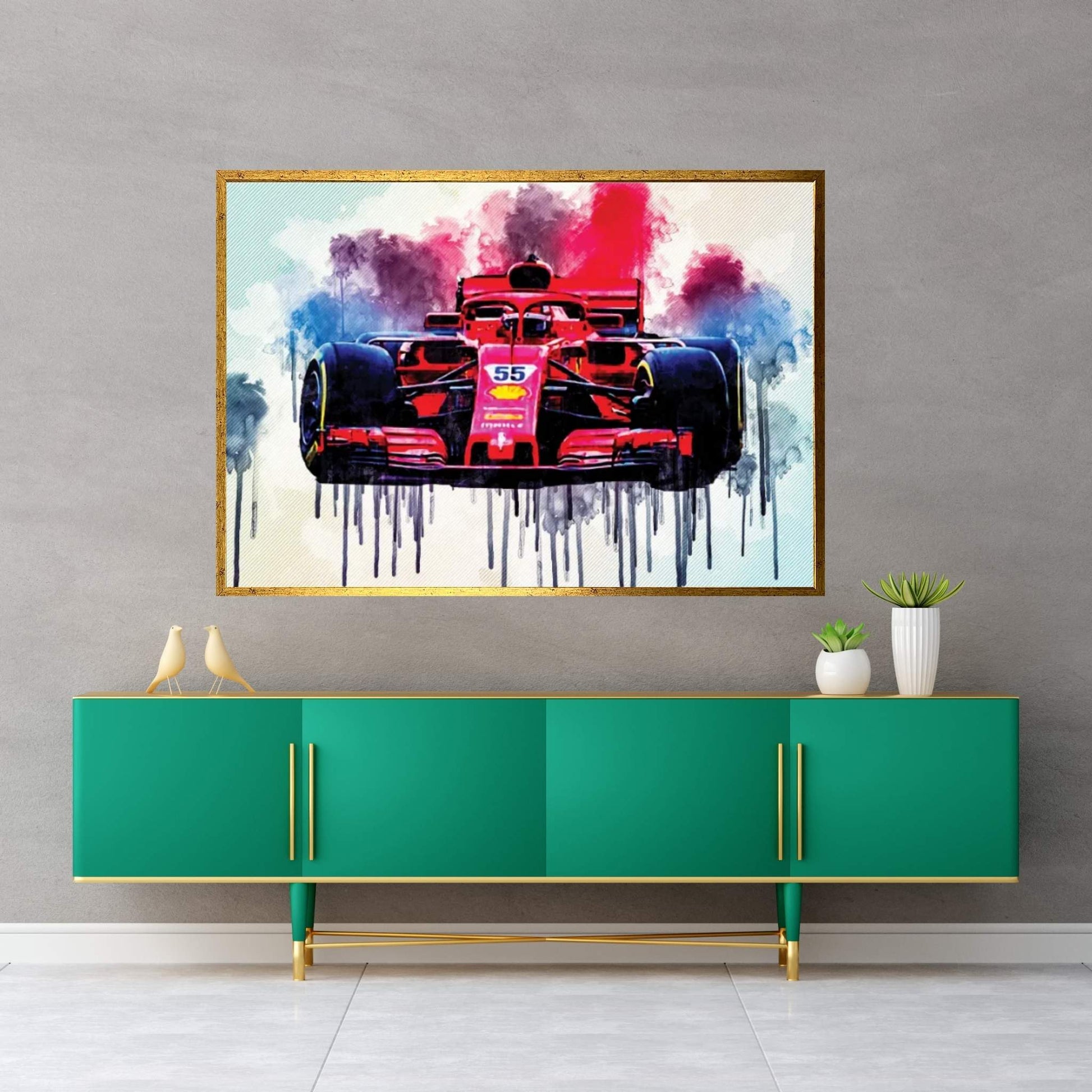 Carlos Sainz Ferrari Sf21 2021 F1 Cars Formula 1 Scuderia Ferrari New Sf21 F1 Canvas Wall Art - Y Canvas