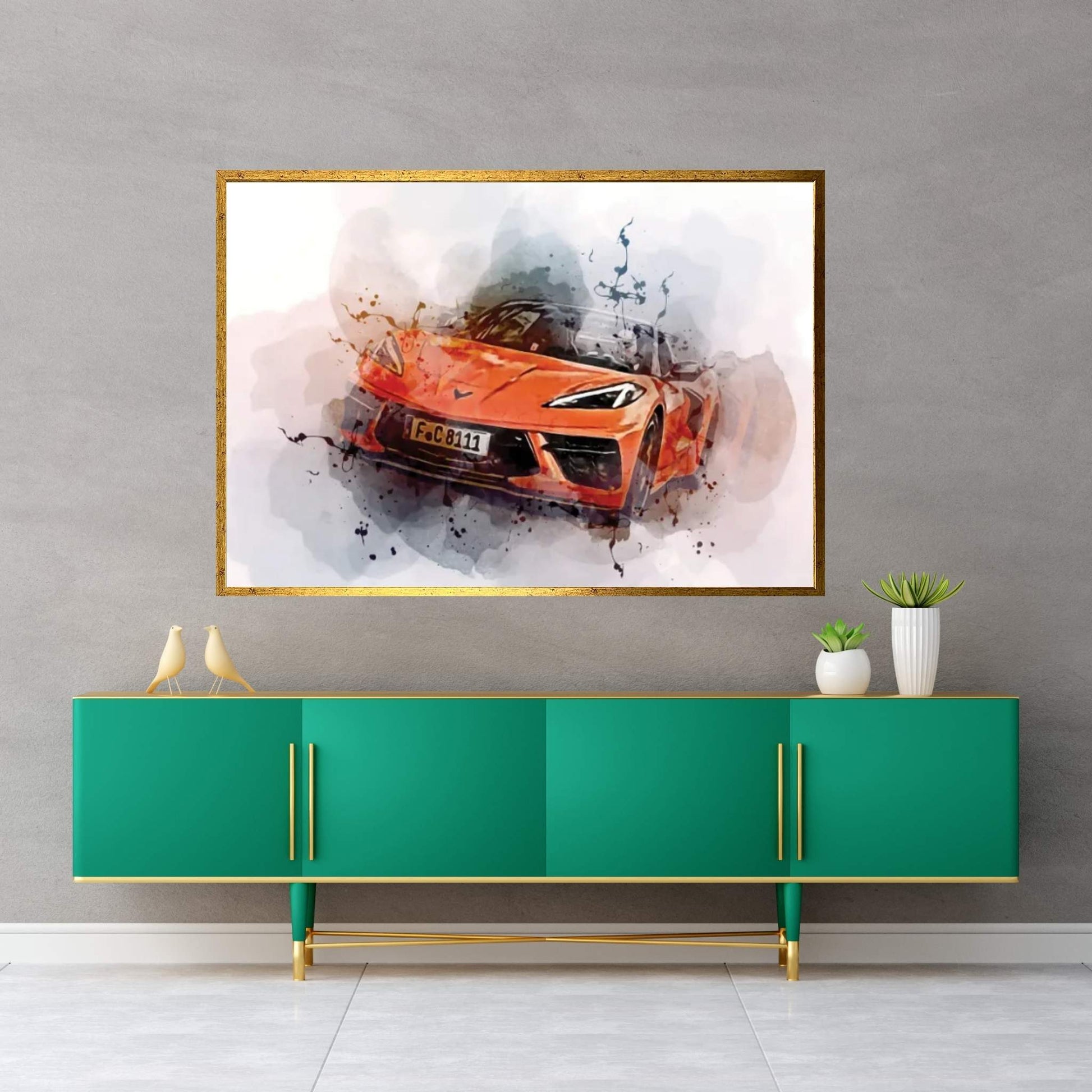 Chevrolet Corvette Stingray Convertible Road 2022 Canvas Wall Art - Y Canvas