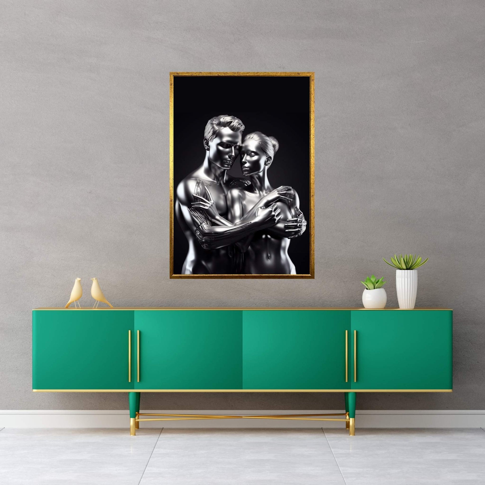 Metalic Love Couple Canvas Wall Art - Y Canvas