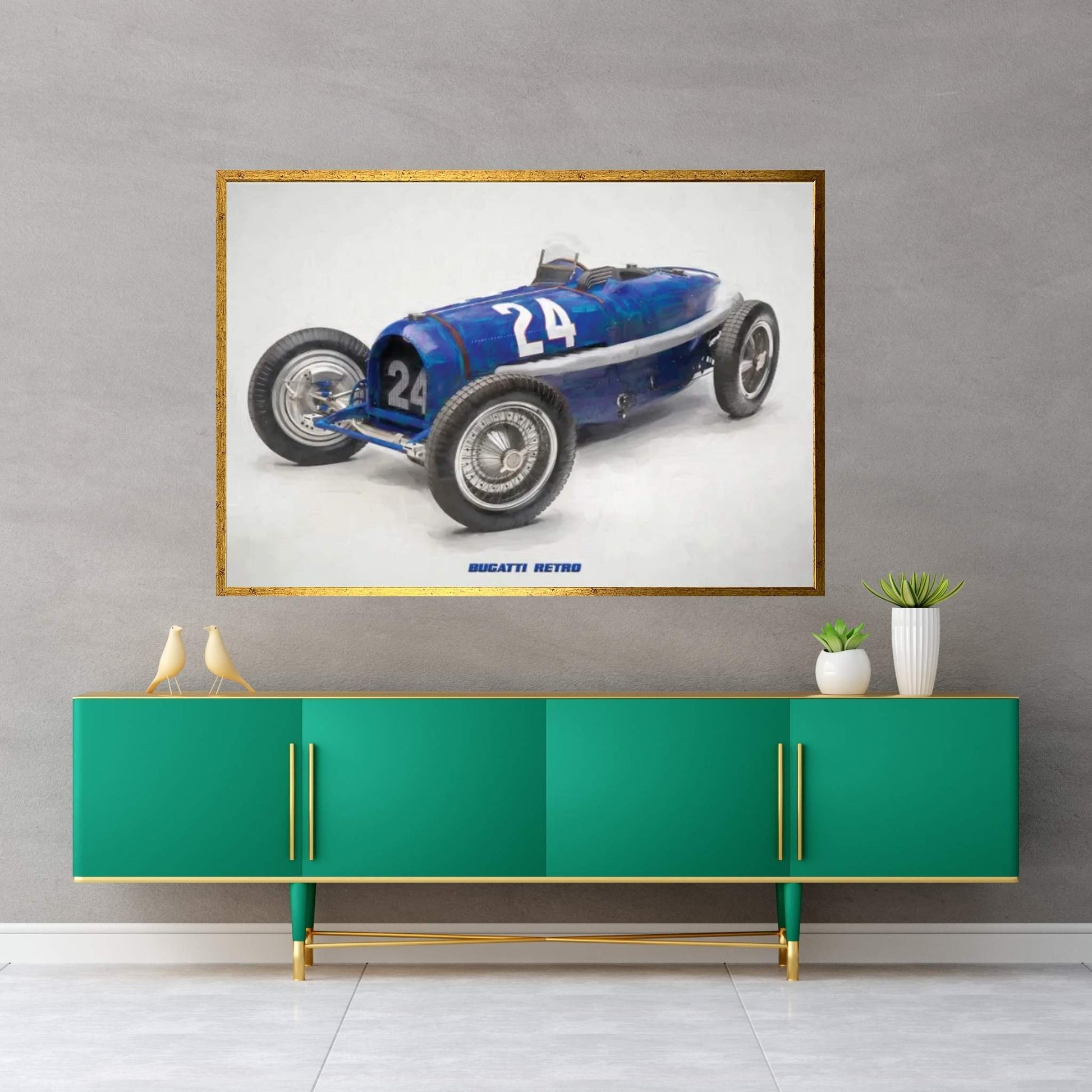 Bugatti Retro In Watercolor Canvas Wall Art - Y Canvas
